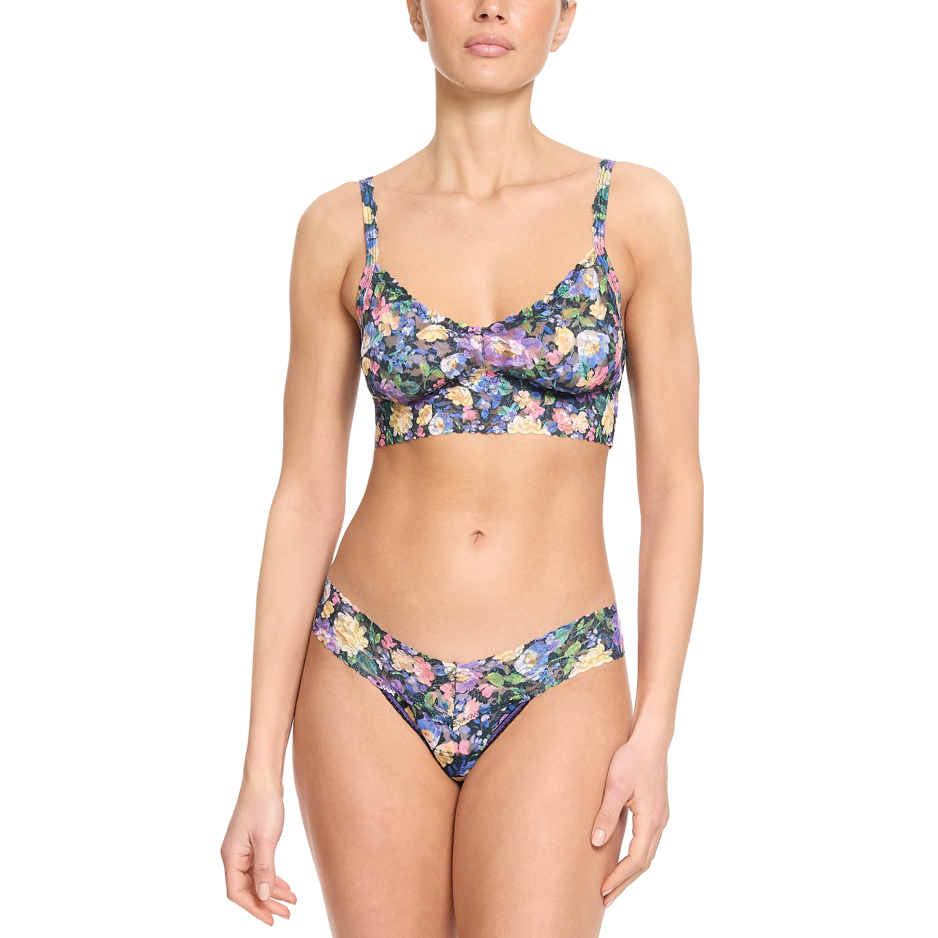 Vneck Retro Bralette | Dream Garden (Black) - Image 3