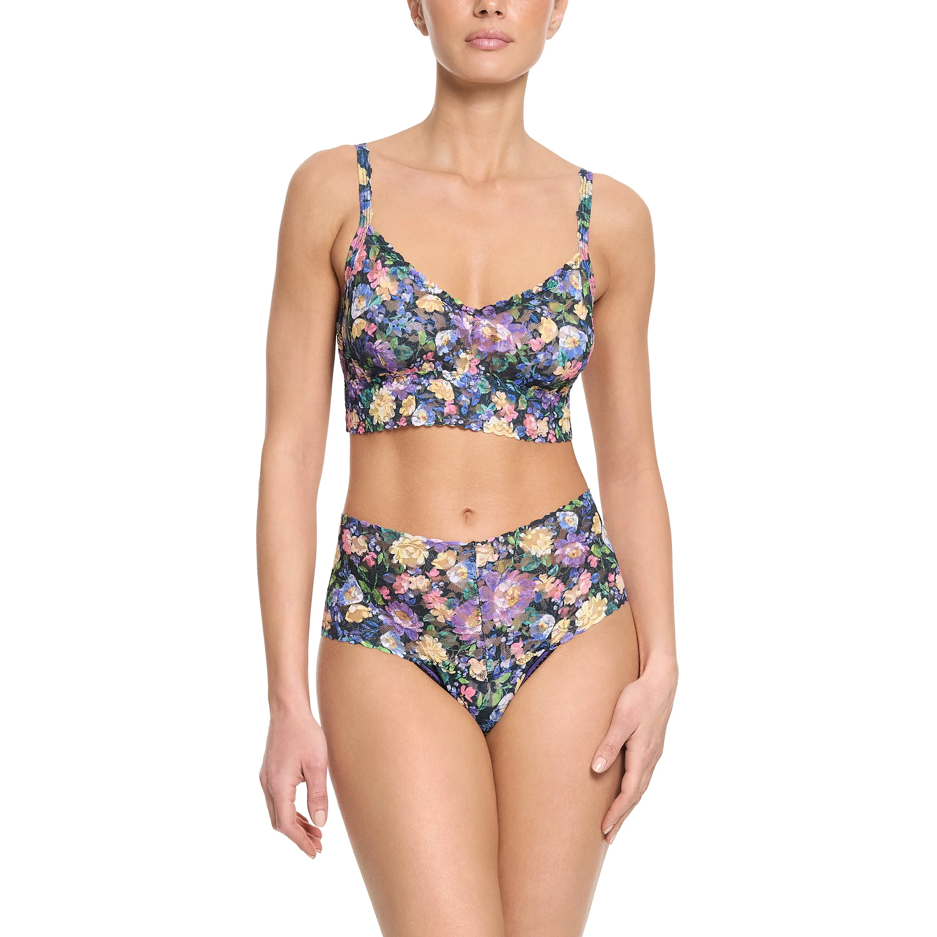 Vneck Retro Bralette | Dream Garden (Black) - Image 4