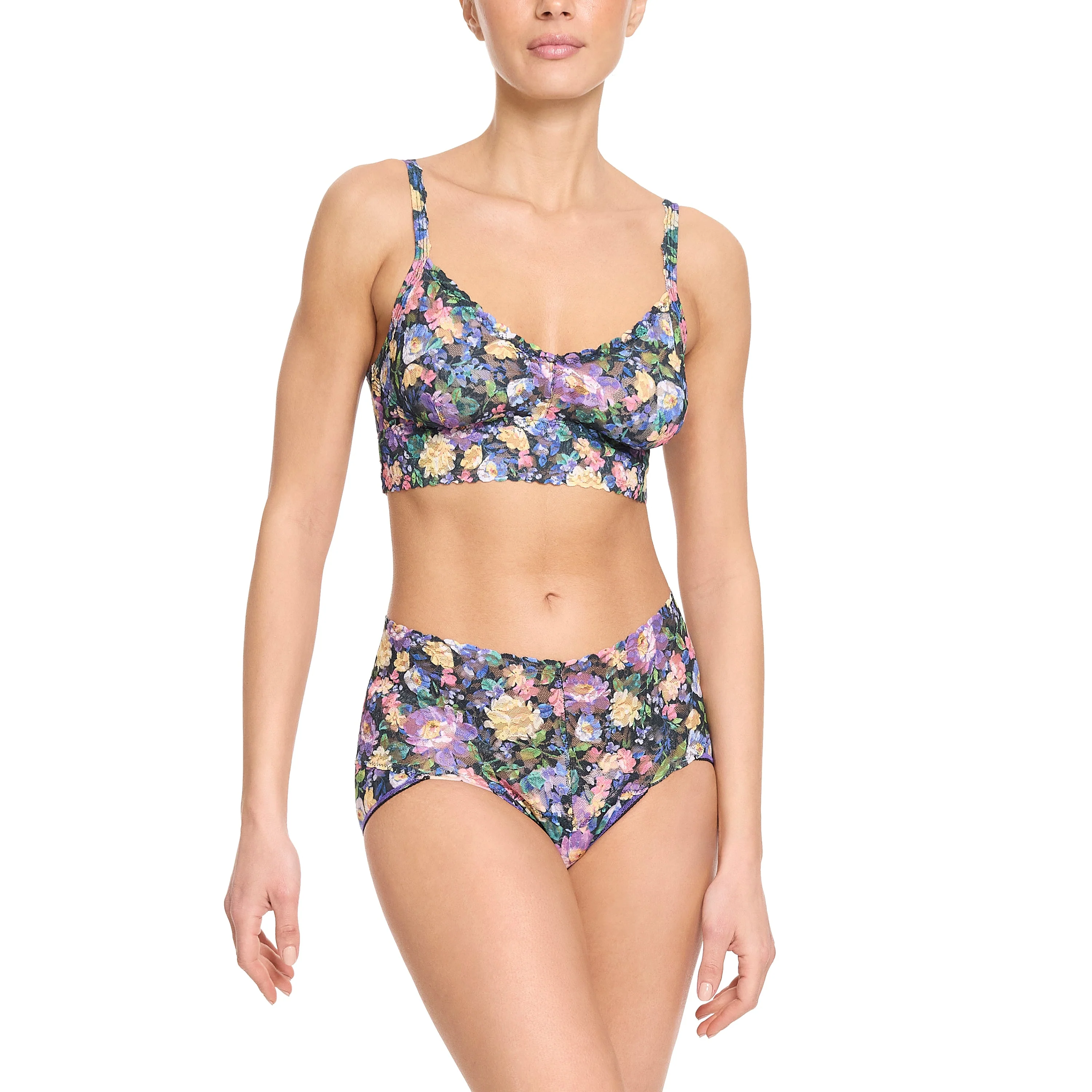 Vneck Retro Bralette | Dream Garden (Black) - Image 5