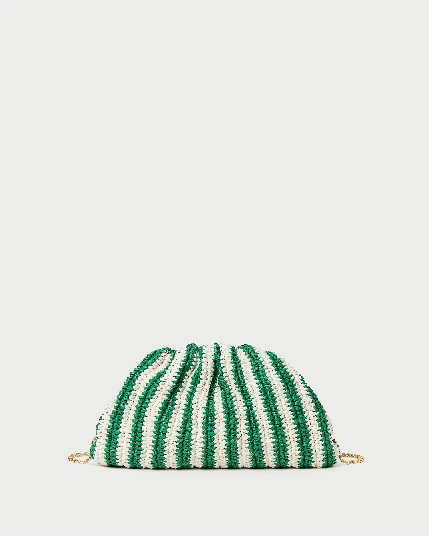 Bailey Dome Clutch | White/Green Stripe