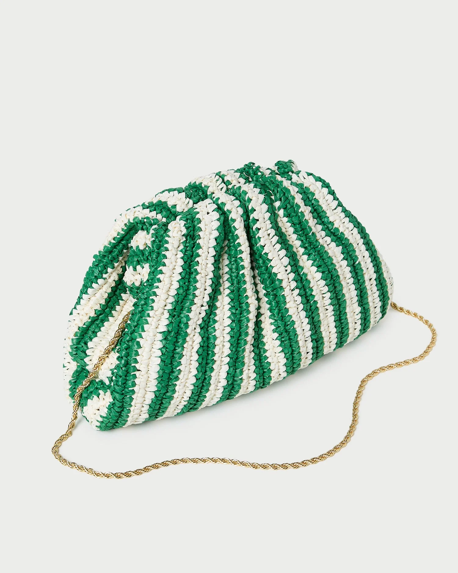 Bailey Dome Clutch | White/Green Stripe - Image 2