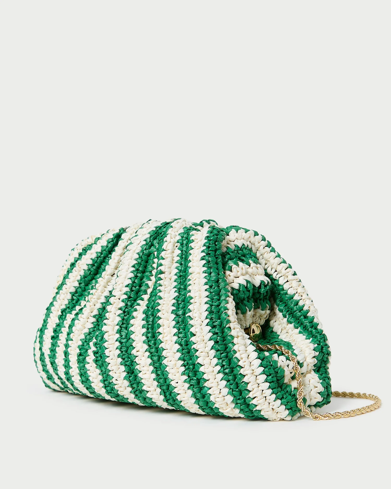 Bailey Dome Clutch | White/Green Stripe - Image 3