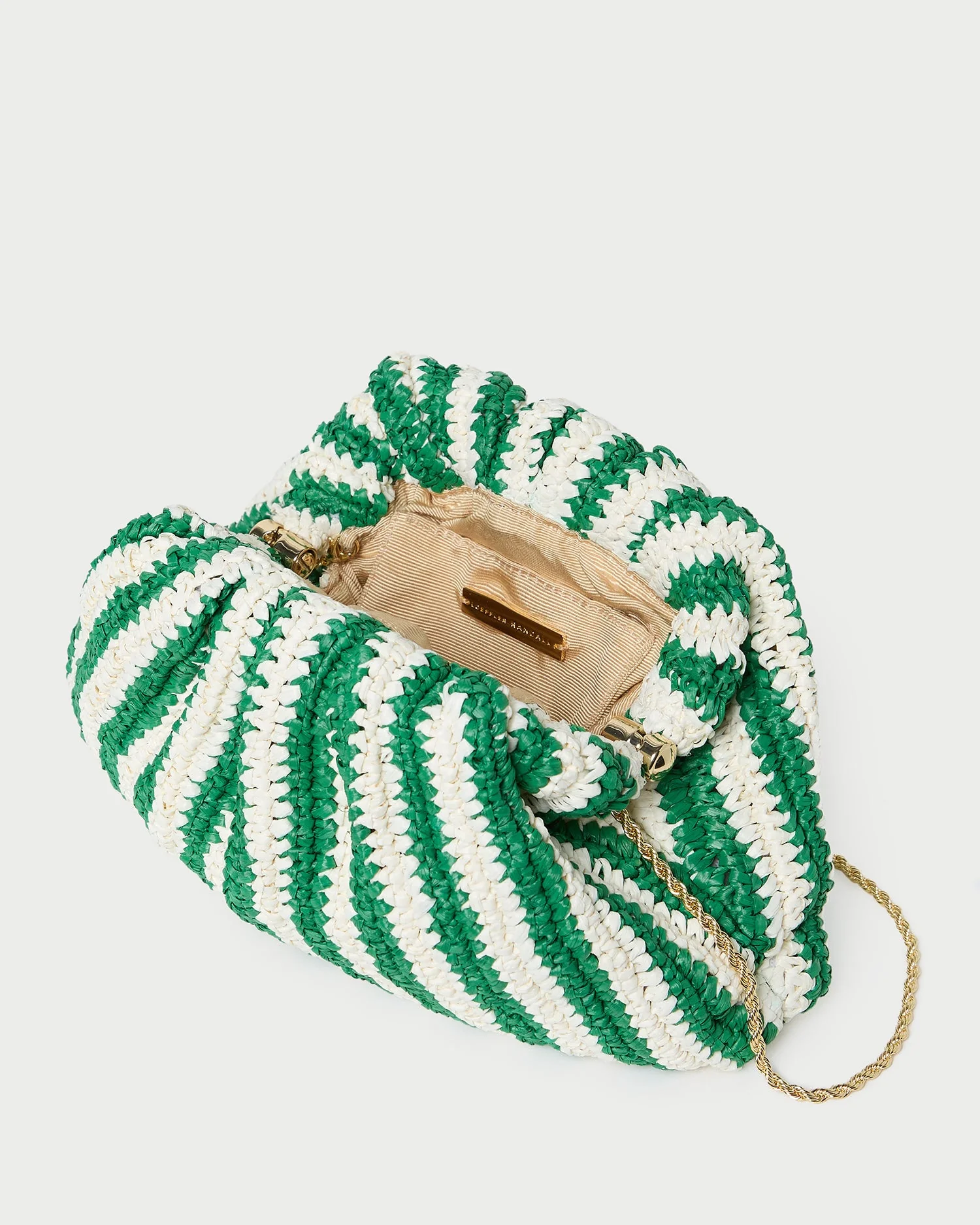 Bailey Dome Clutch | White/Green Stripe - Image 4