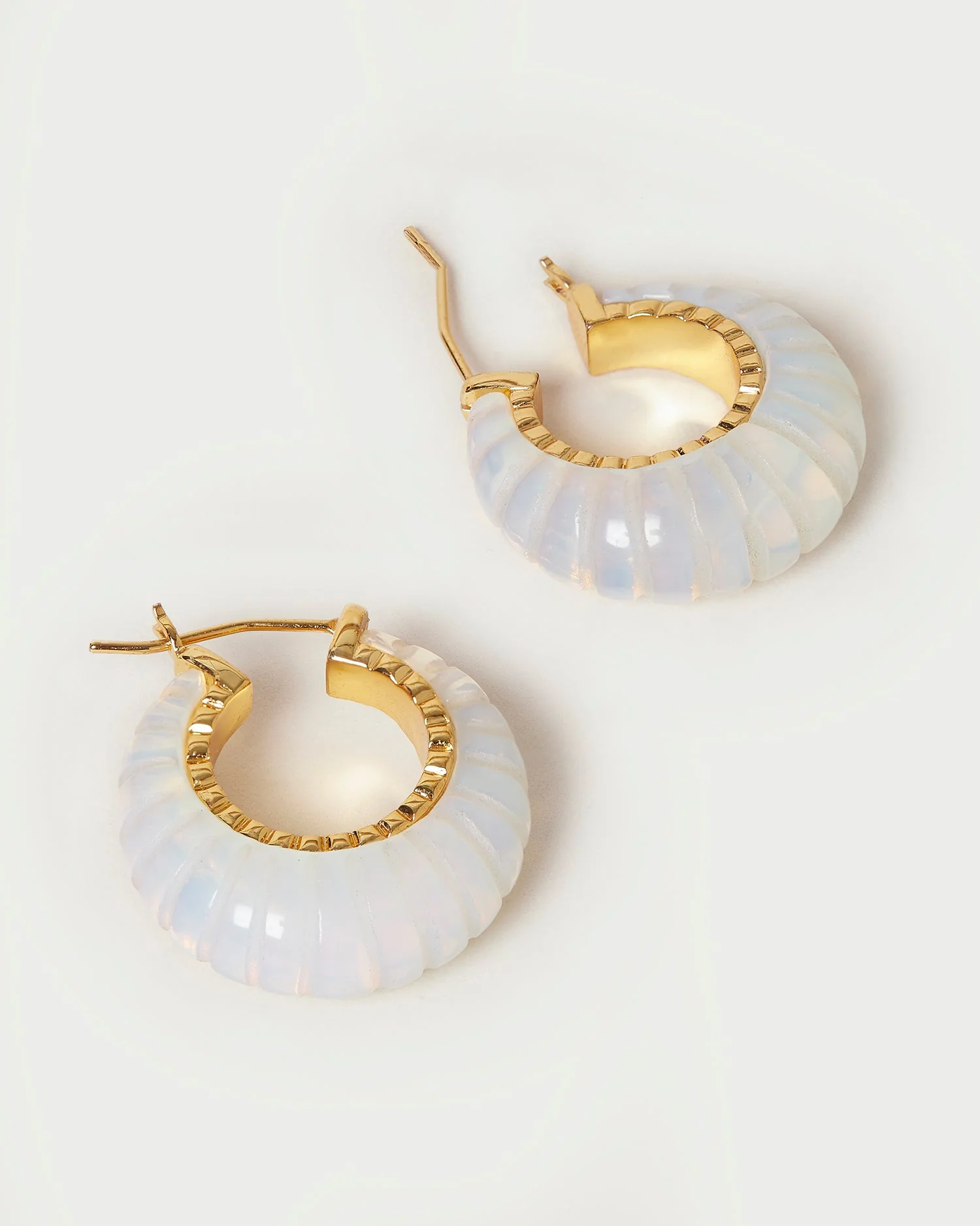 Bernadine Scallop Stone Hoop | Ivory Moonstone/Gold - Image 2
