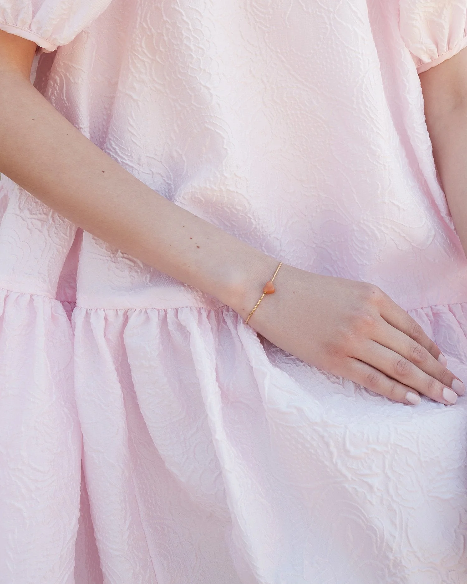 Calli Stone Heart Bracelet | Pink - Image 3
