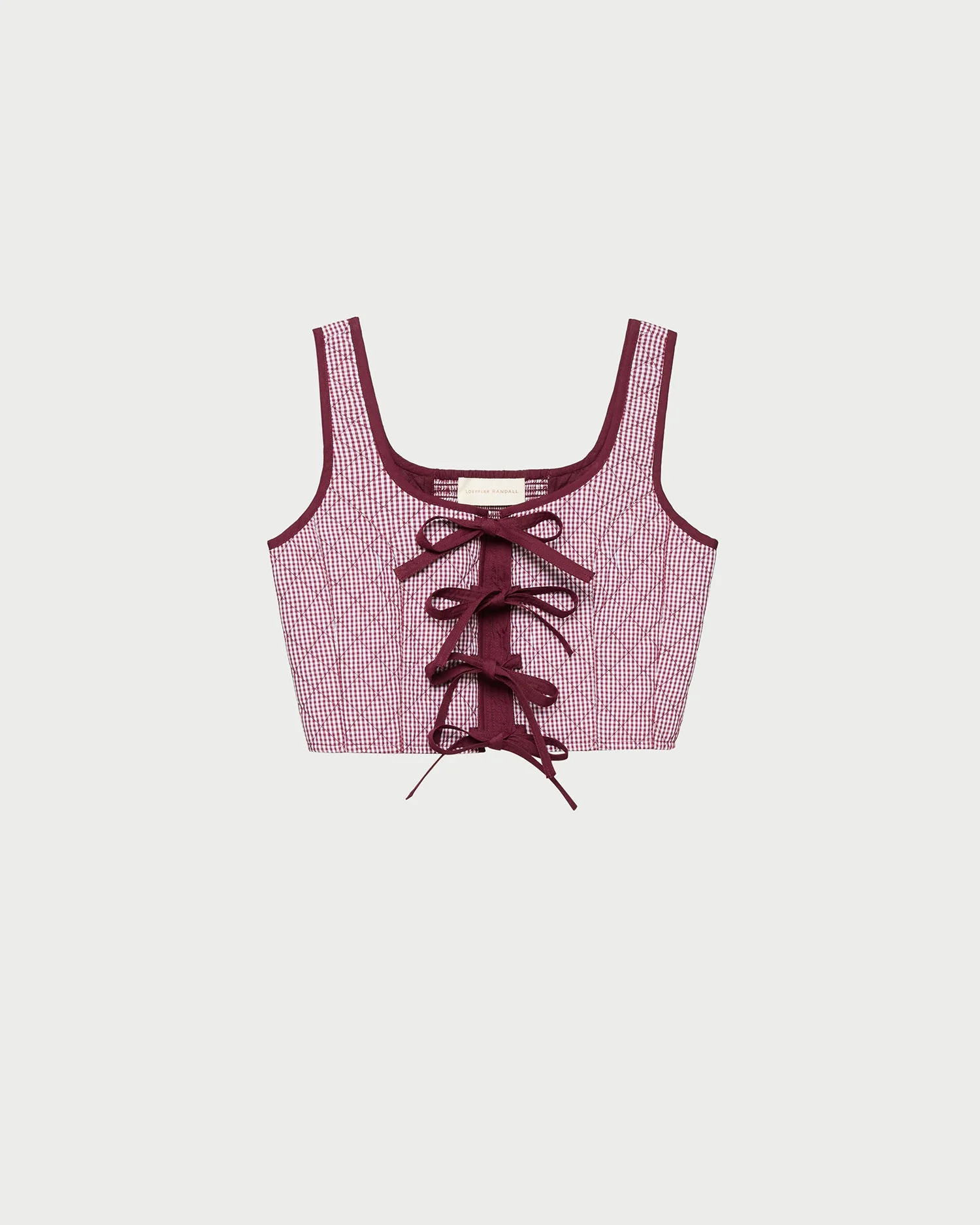 Callista Tie-Front Vest | Maroon Gingham - Image 2