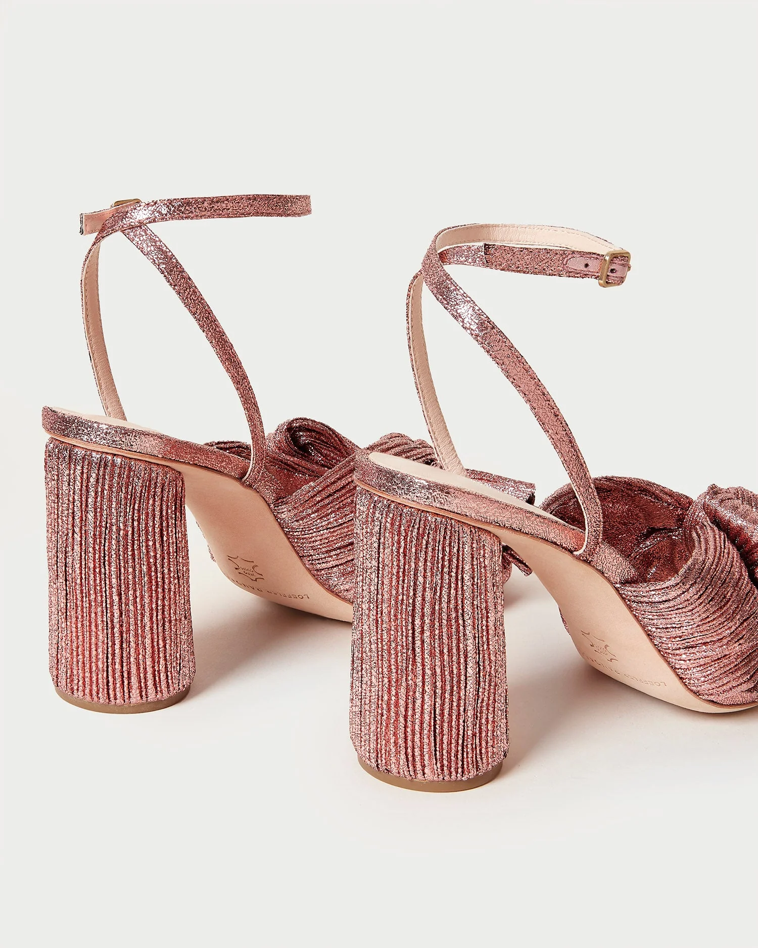 Camellia Pleated Bow Heel | Metallic Rose - Image 2