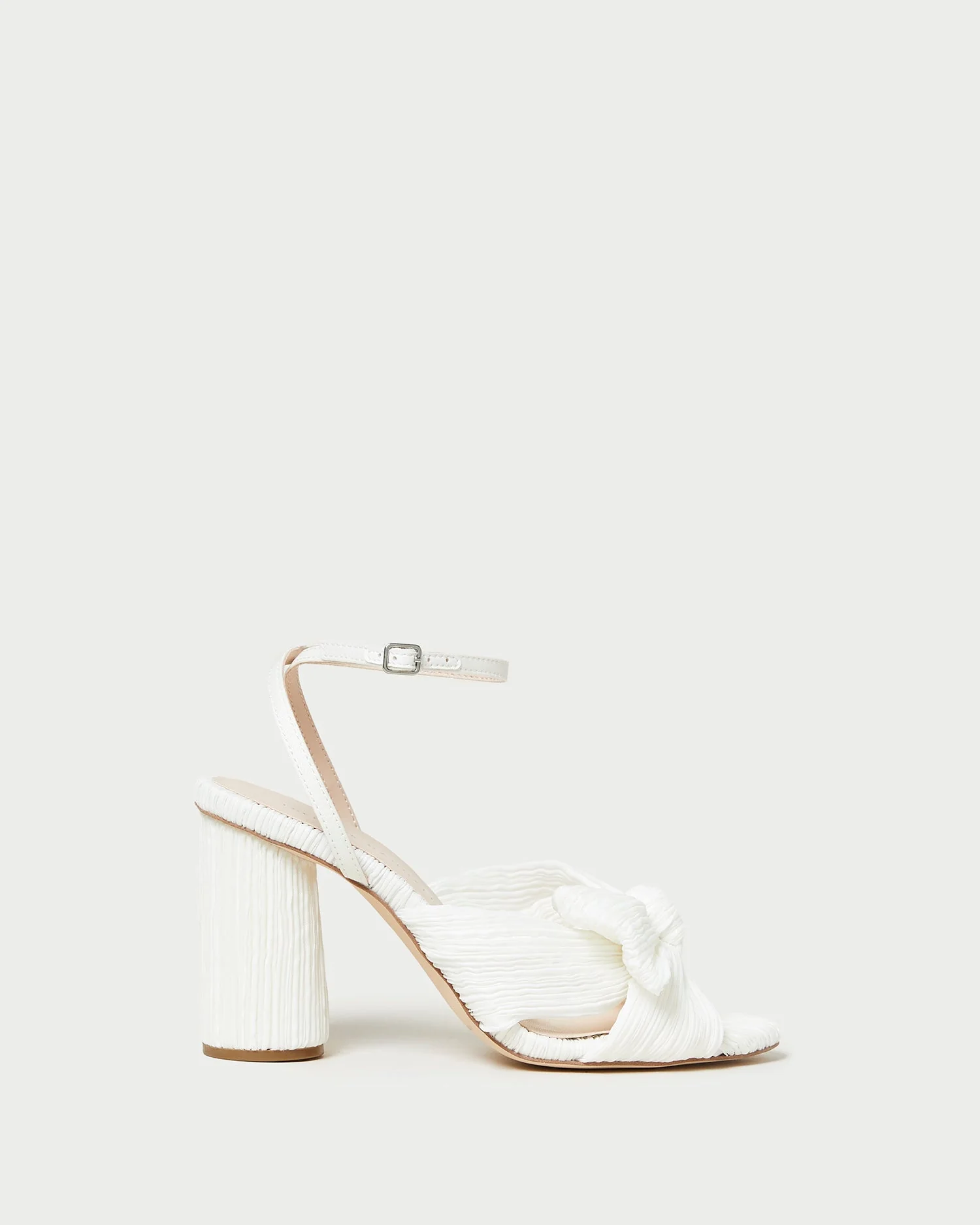 Camellia Pleated Bow Heel | White - Image 3