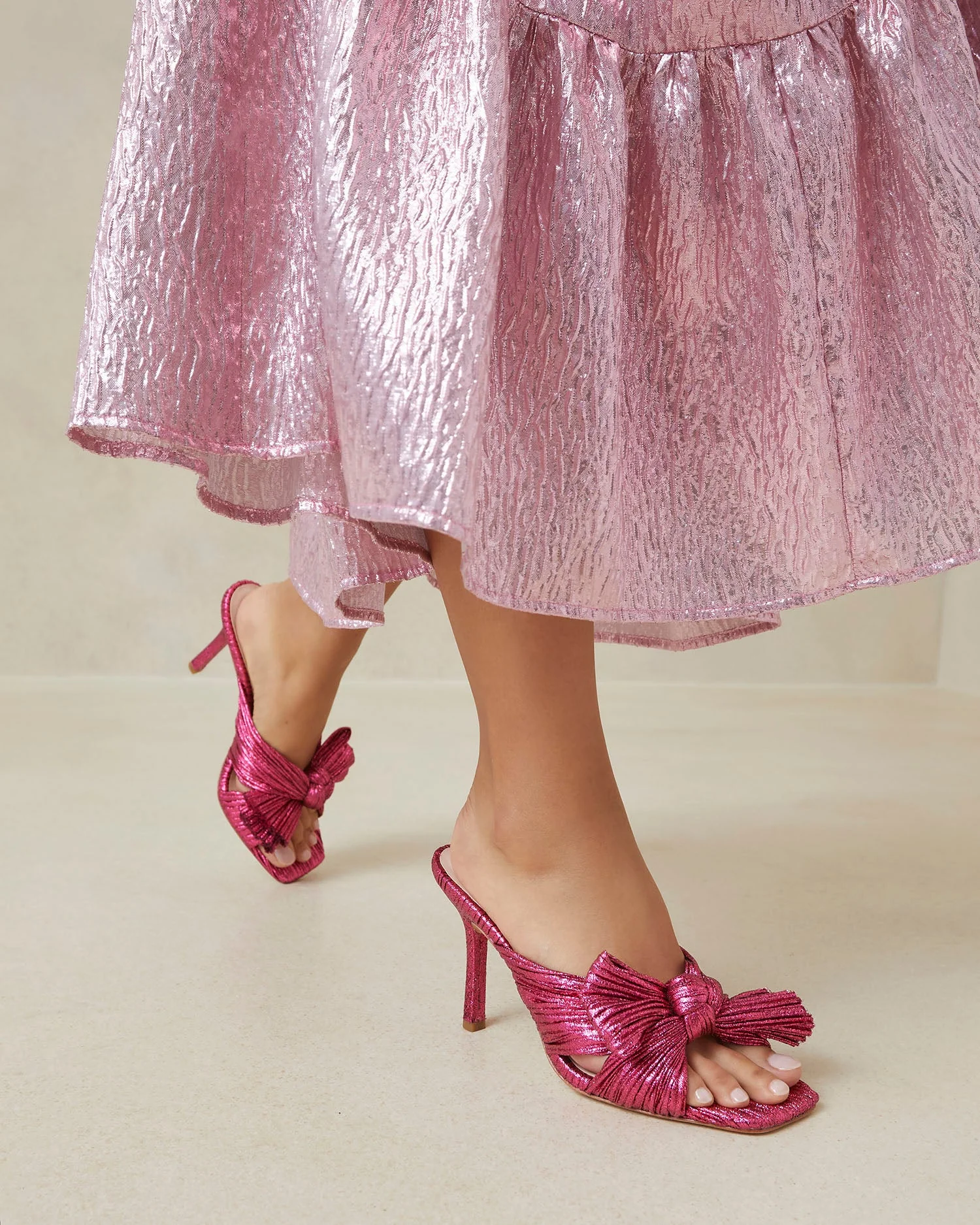 Claudia Pleated Bow Mule | Fuchsia - Image 5