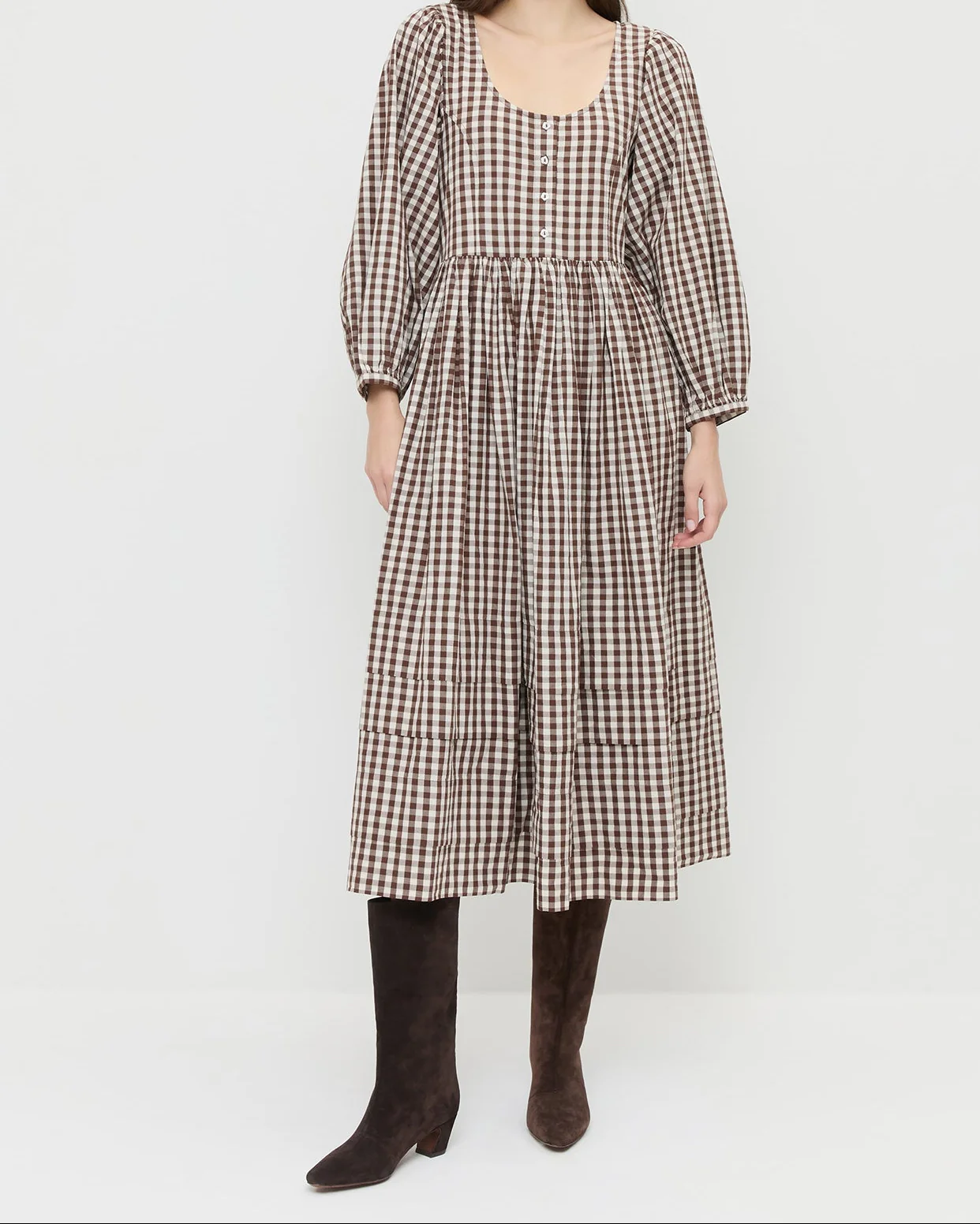 Diane Dress | Brown/Cream Gingham