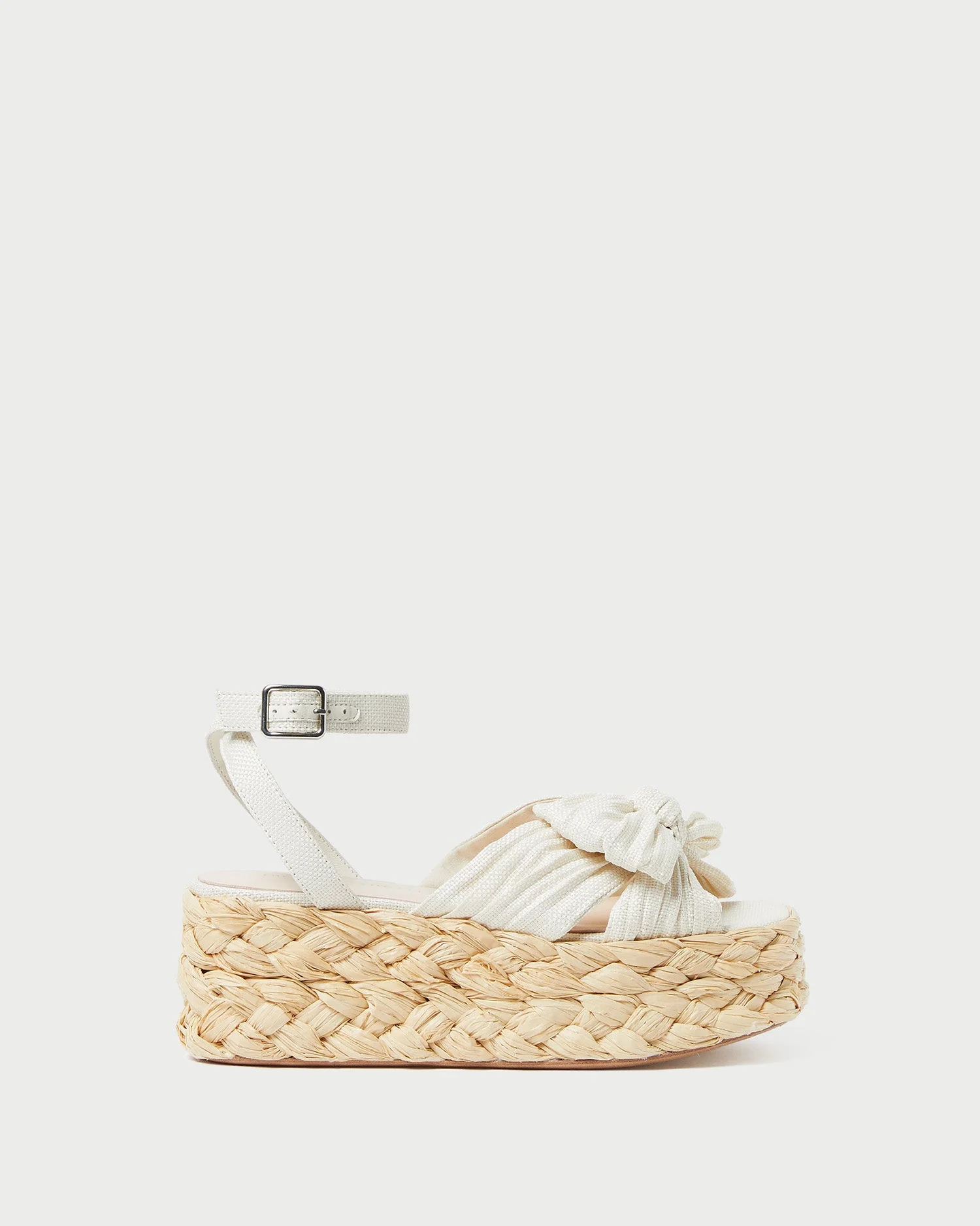 Gaby Pleated Bow Espadrille | White