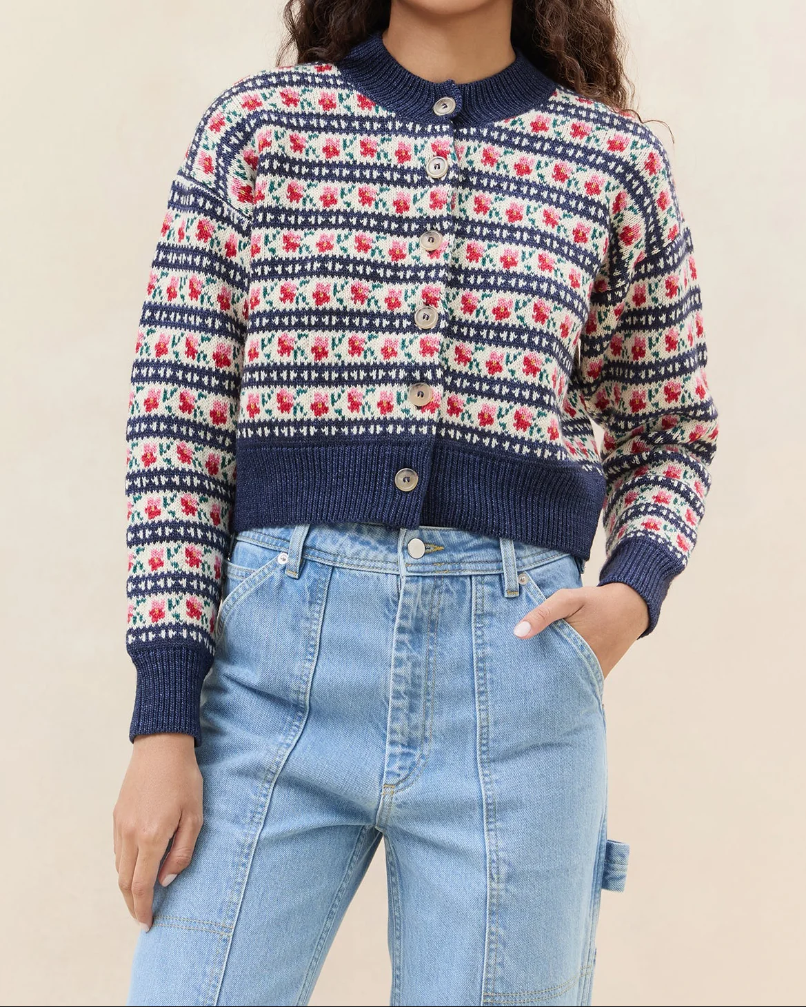 Idris Intarsia Cardigan | Blue