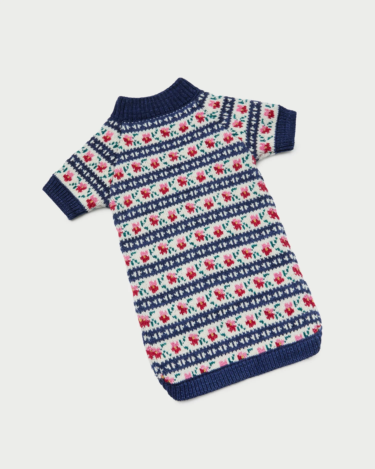 Intarsia Dog Sweater | Blue Jean Floral Intarsia - Image 2