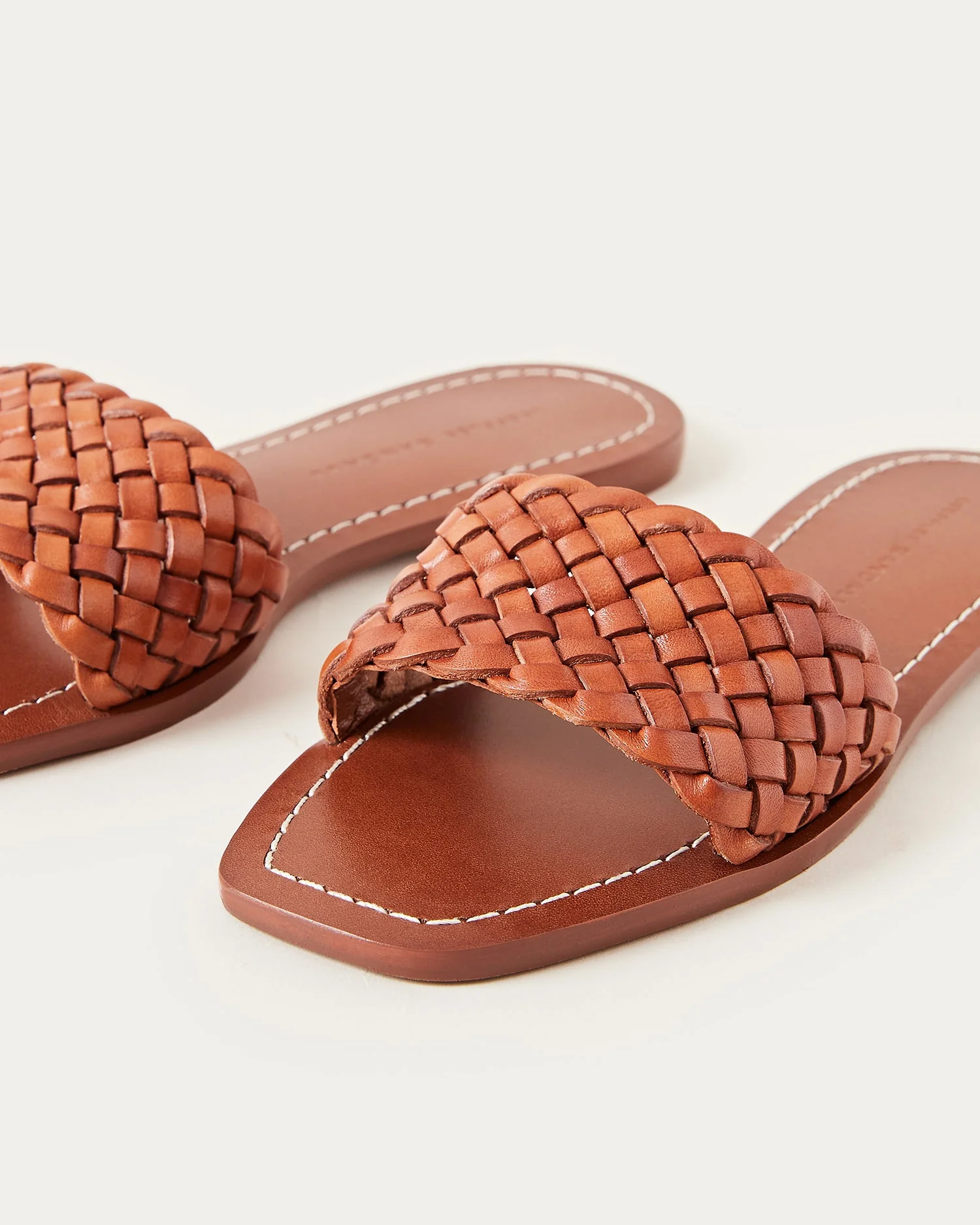 Joey Woven Leather Slide | Timber Brown - Image 3