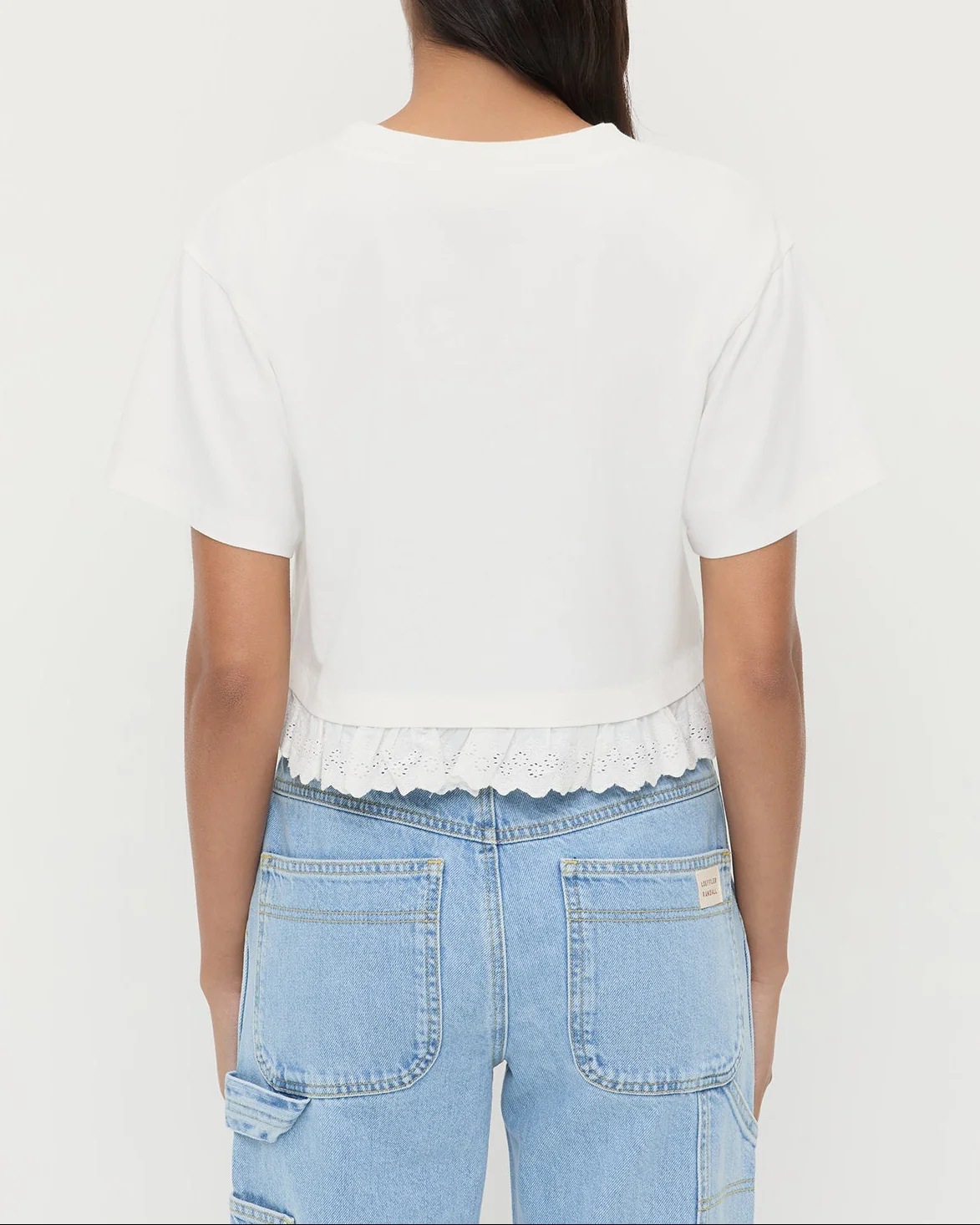 Junie Lace Trim Tee | Cream - Image 3