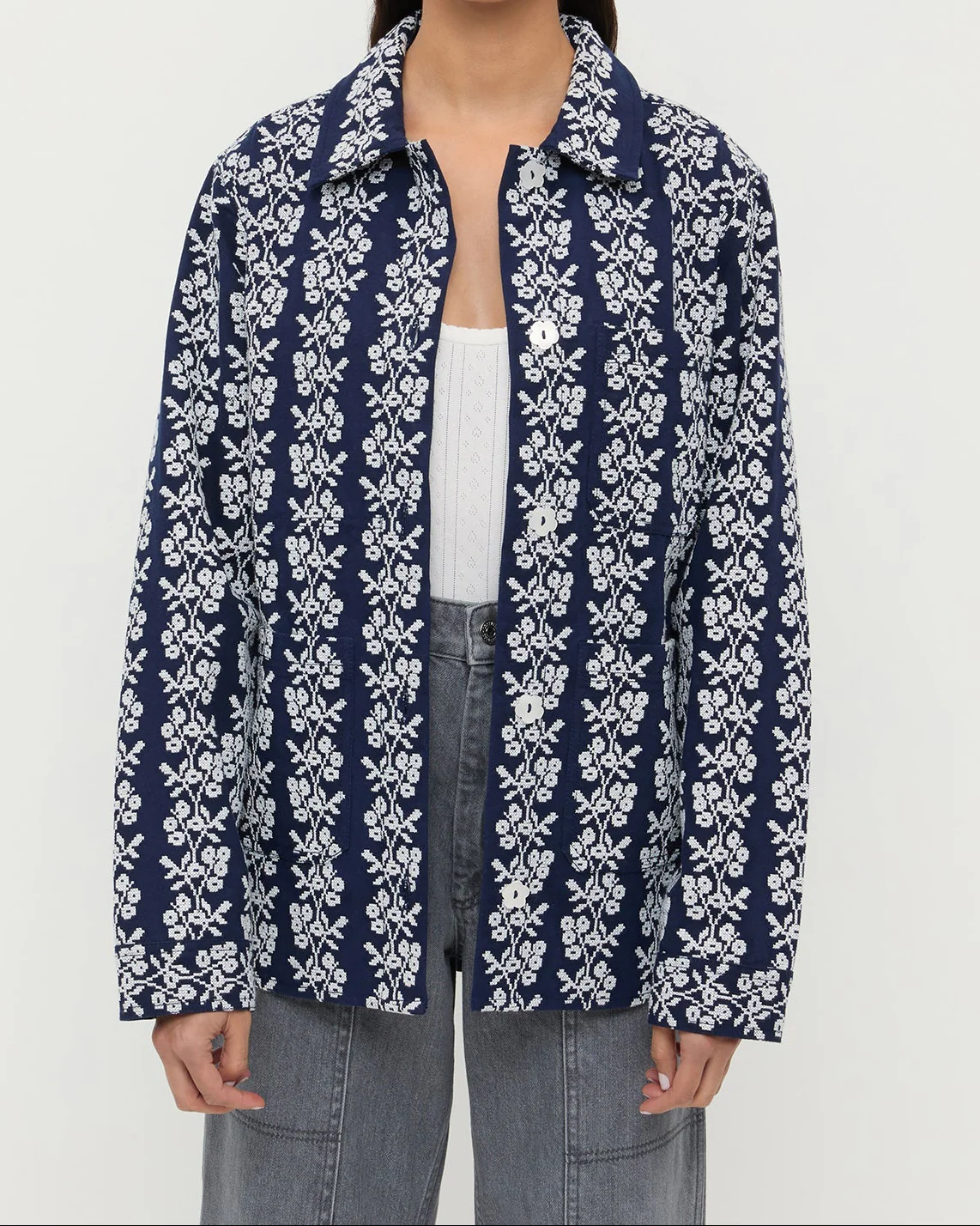 Kennedy Embroidered Jacket | Navy