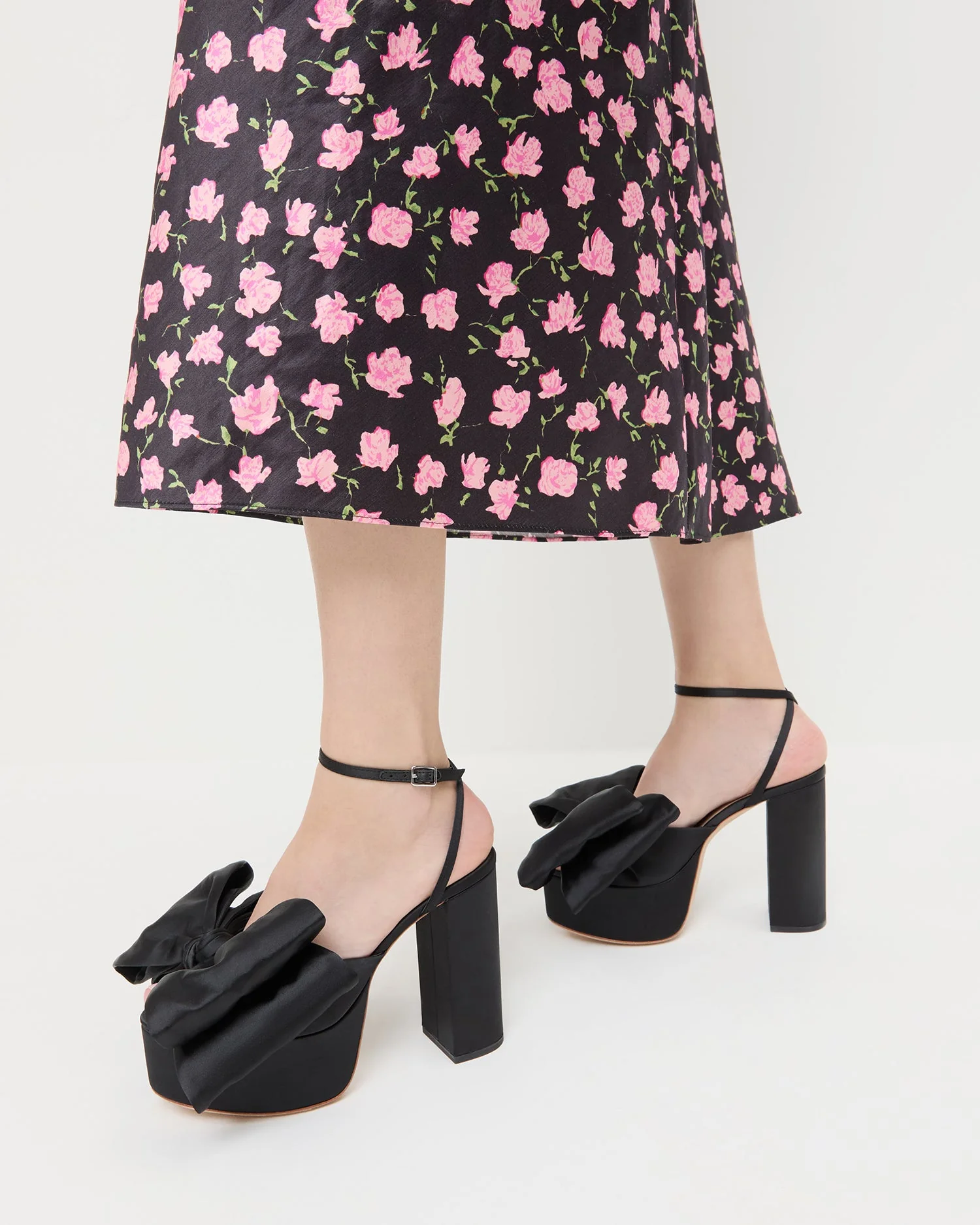 Kiki Platform Sandal | Black Satin - Image 2
