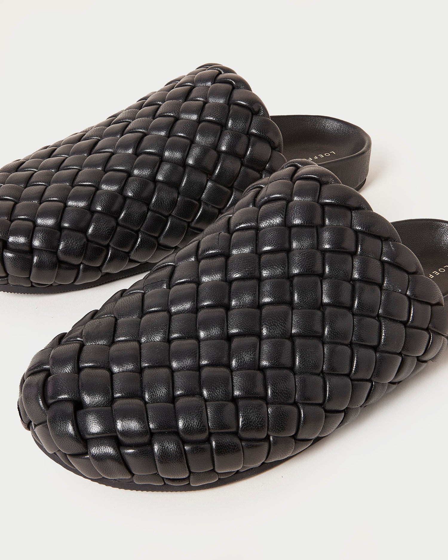Levi Woven Leather Flat Closed Toe Clog | Black - Image 4