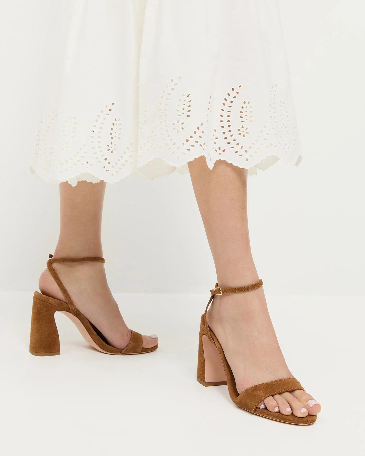 Malia Suede Curved-Heel Sandal | Cacao - Image 2