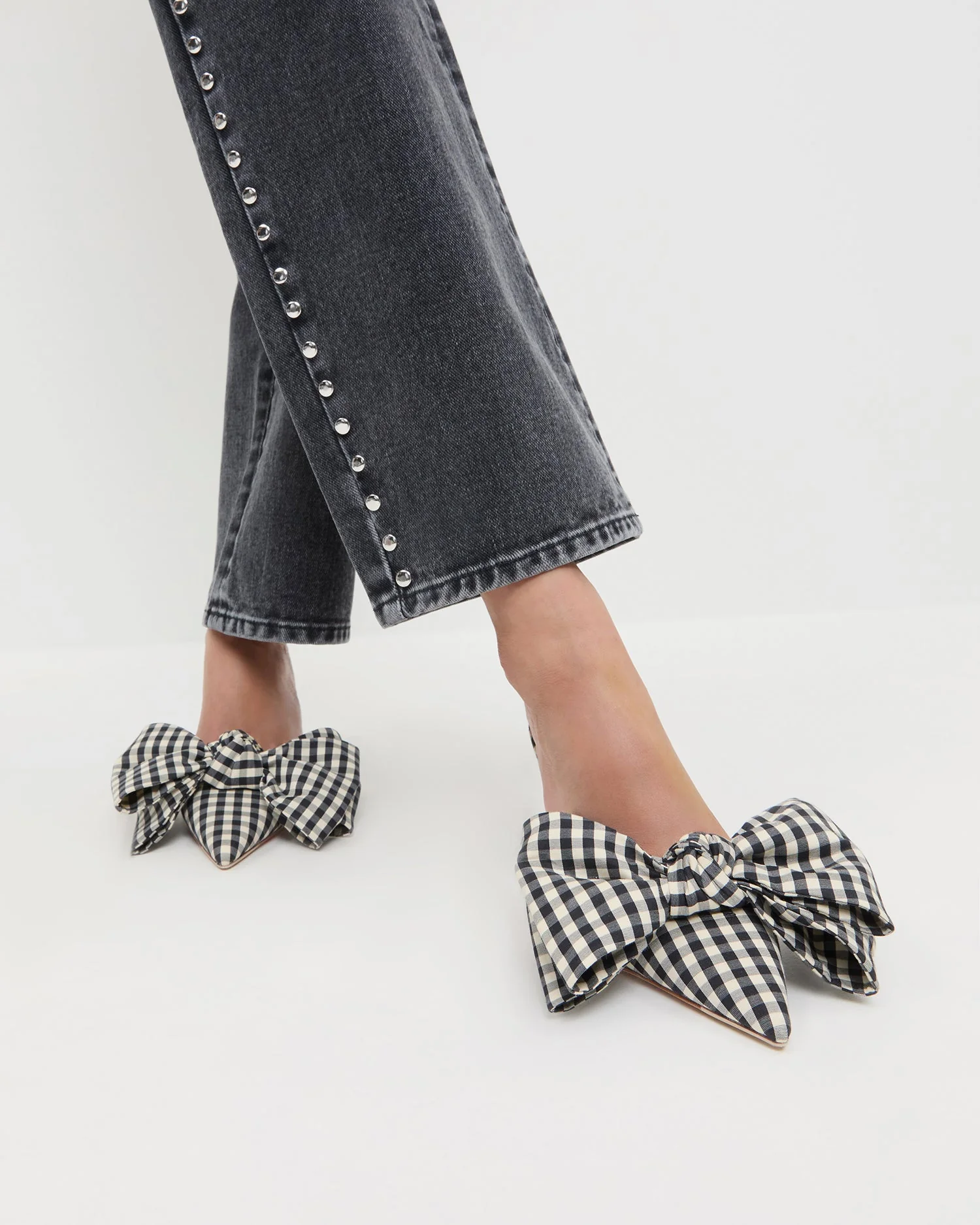 Margot Bow Mule | Black/White Gingham - Image 2