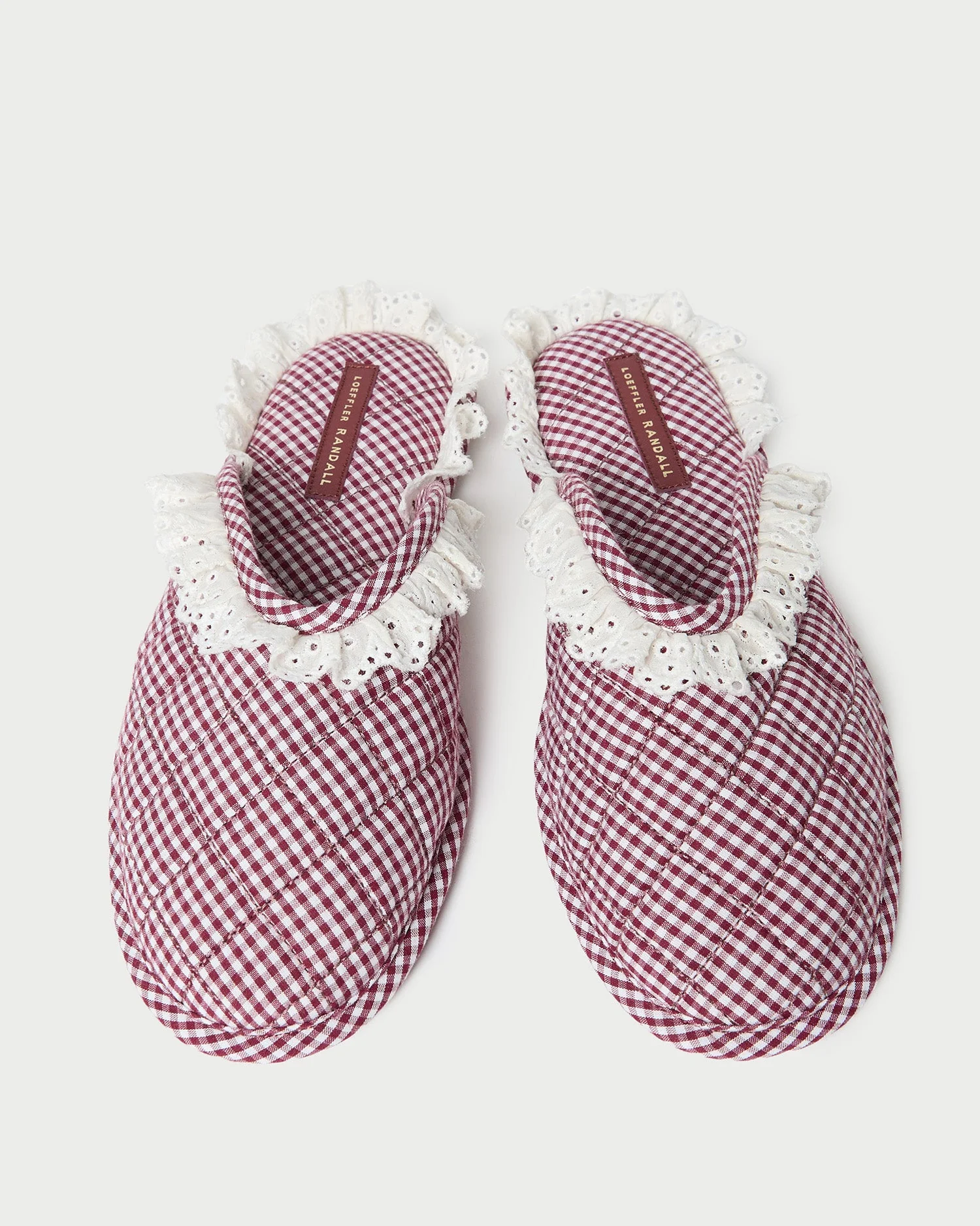 Marky Slipper | Cream/Maroon Gingham