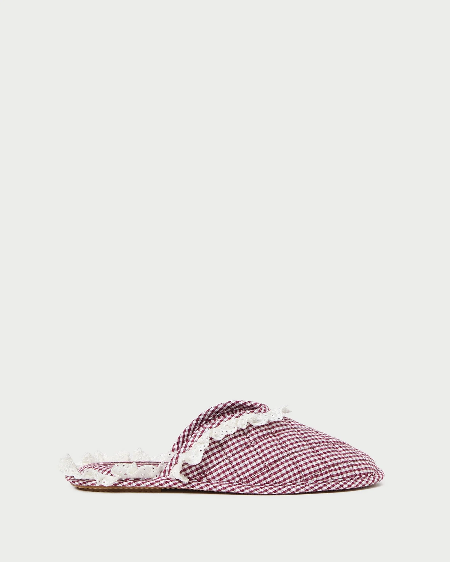 Marky Slipper | Cream/Maroon Gingham - Image 3