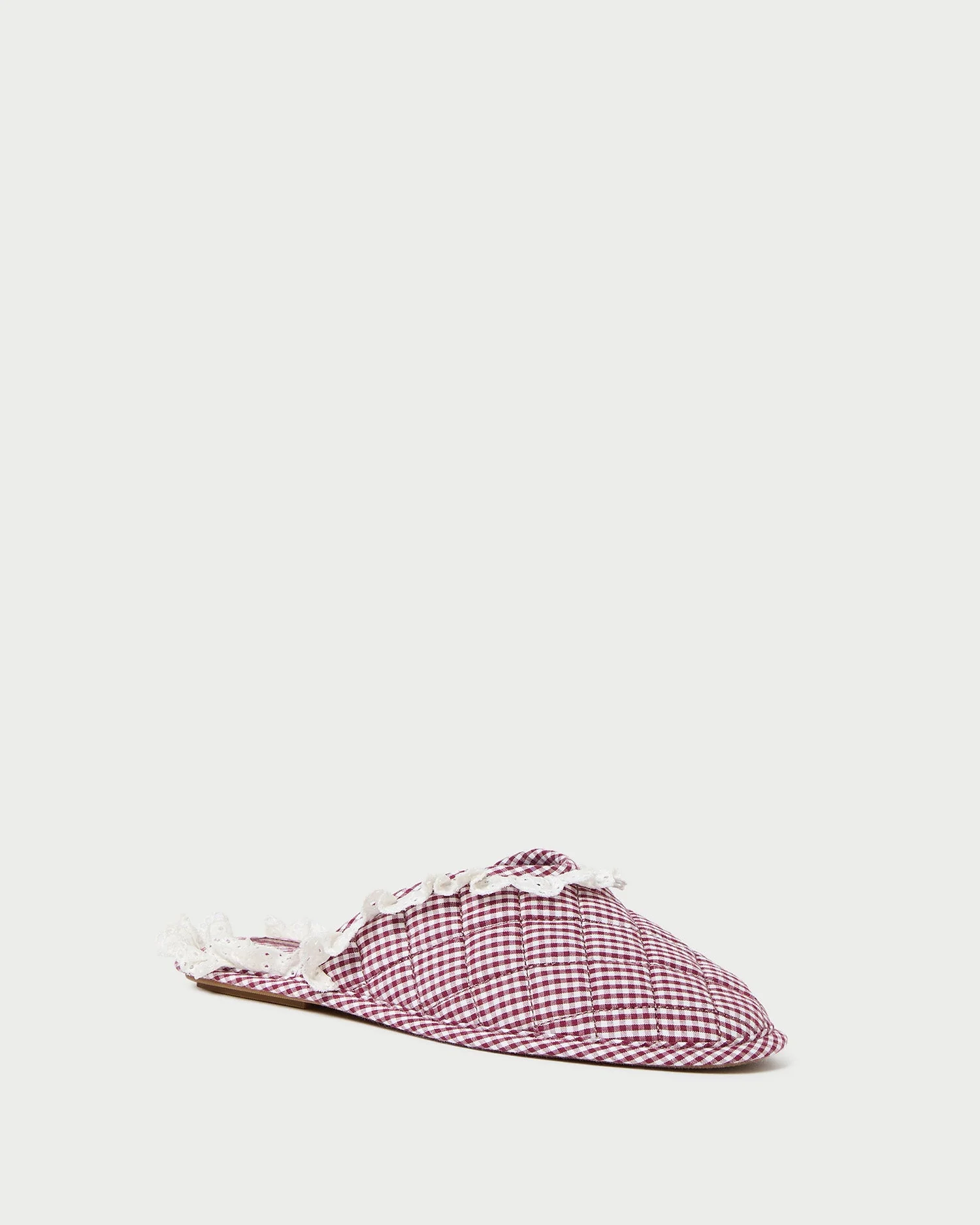 Marky Slipper | Cream/Maroon Gingham - Image 4