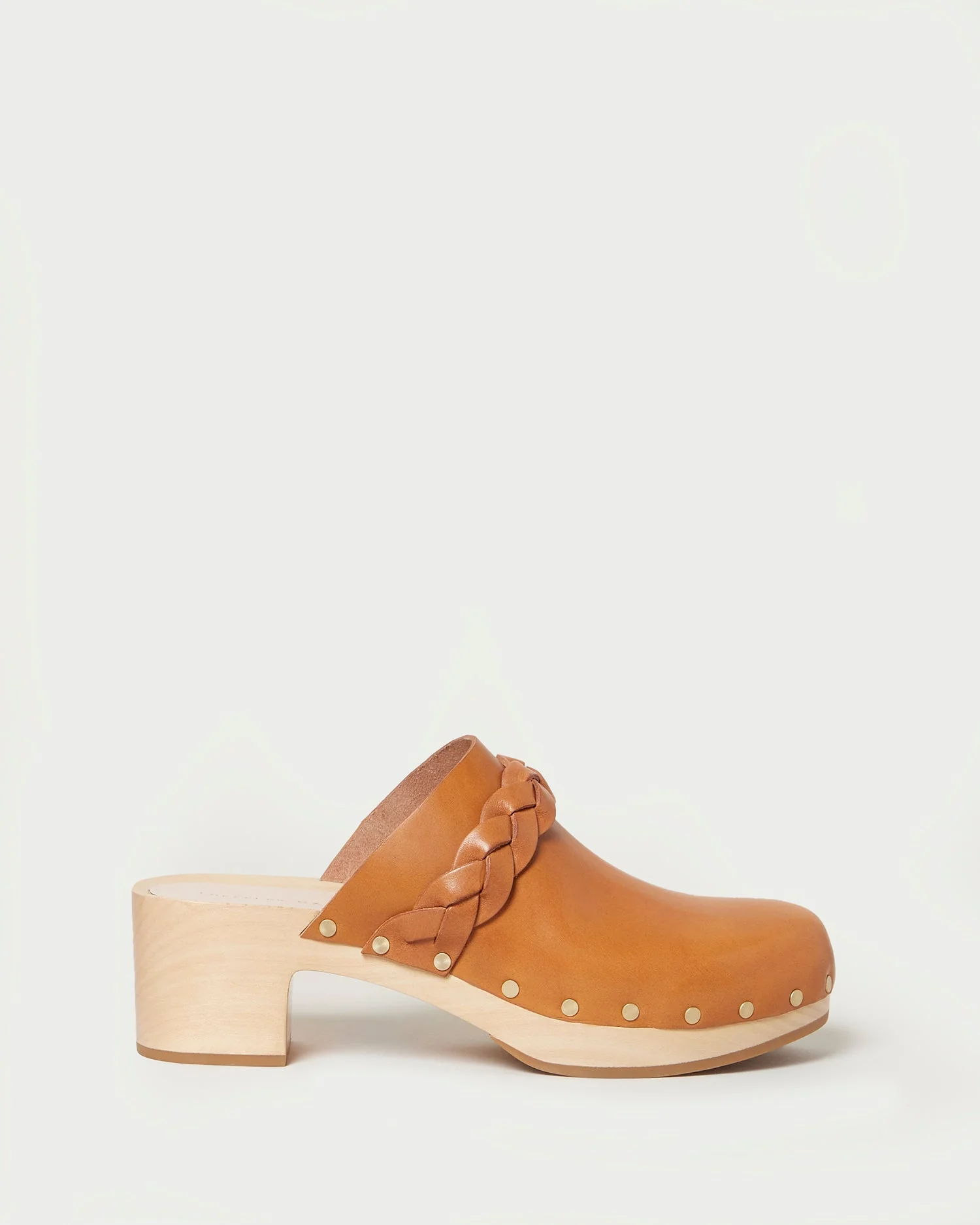 Mid Heel Clog With Braid | Cognac - Image 2
