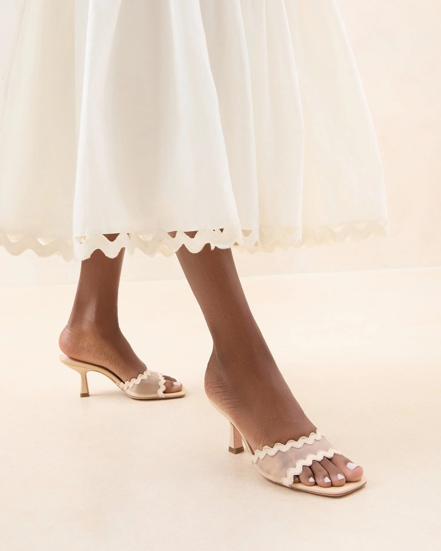 Milena Mesh Mid-Heel Mule | Almond - Image 2