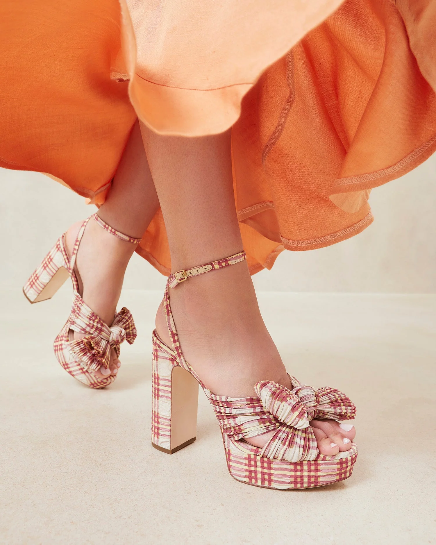 Natalia Platform Bow Heel | Cranberry Plaid - Image 5