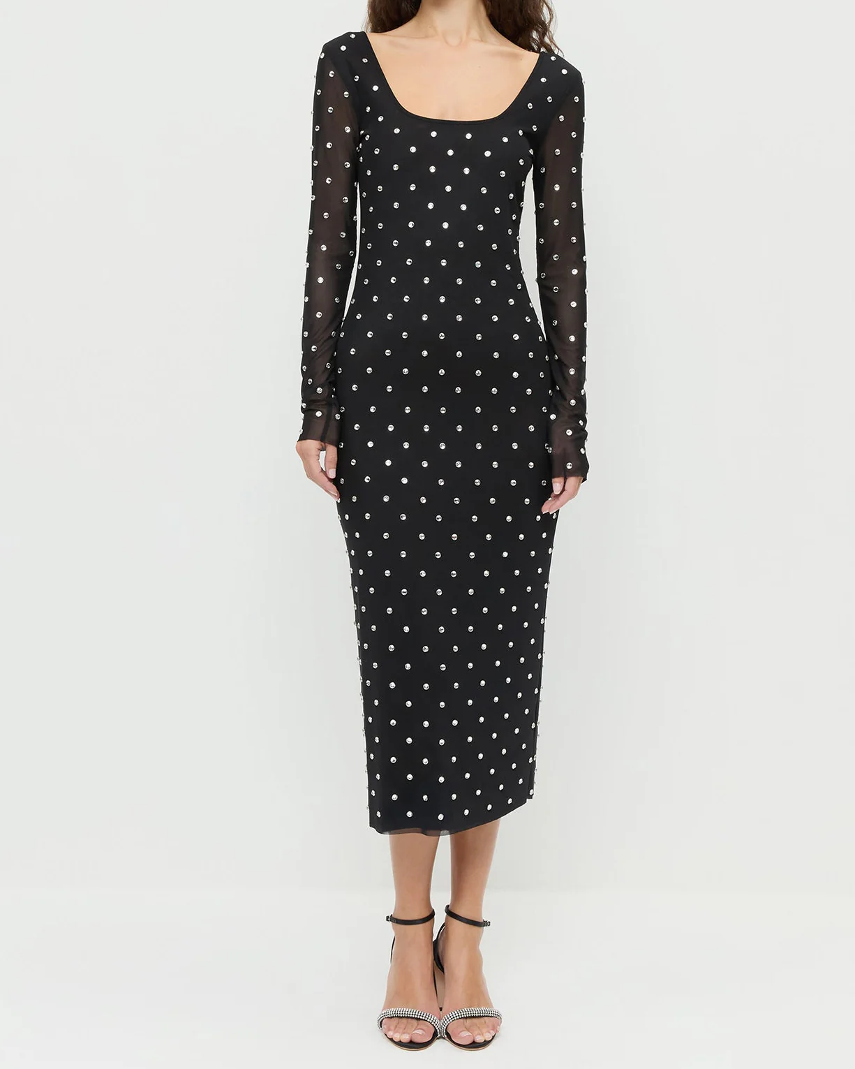 Nuri Mesh Dress | Black/Crystal