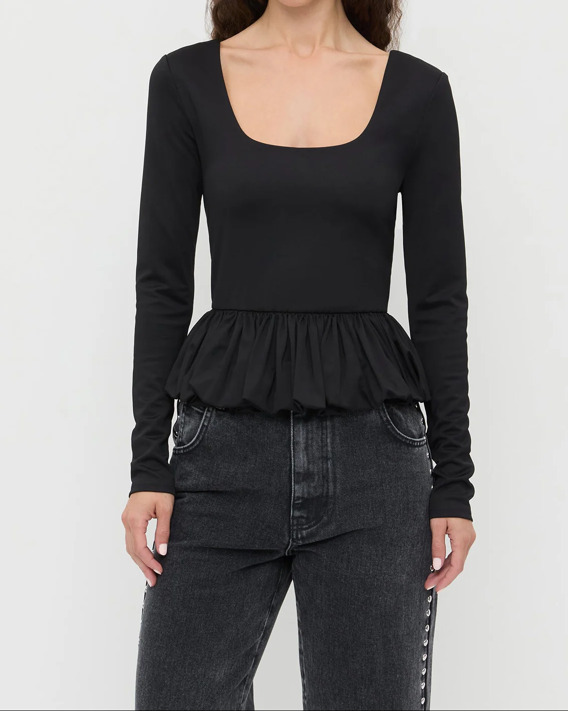 Posie Peplum Top | Black