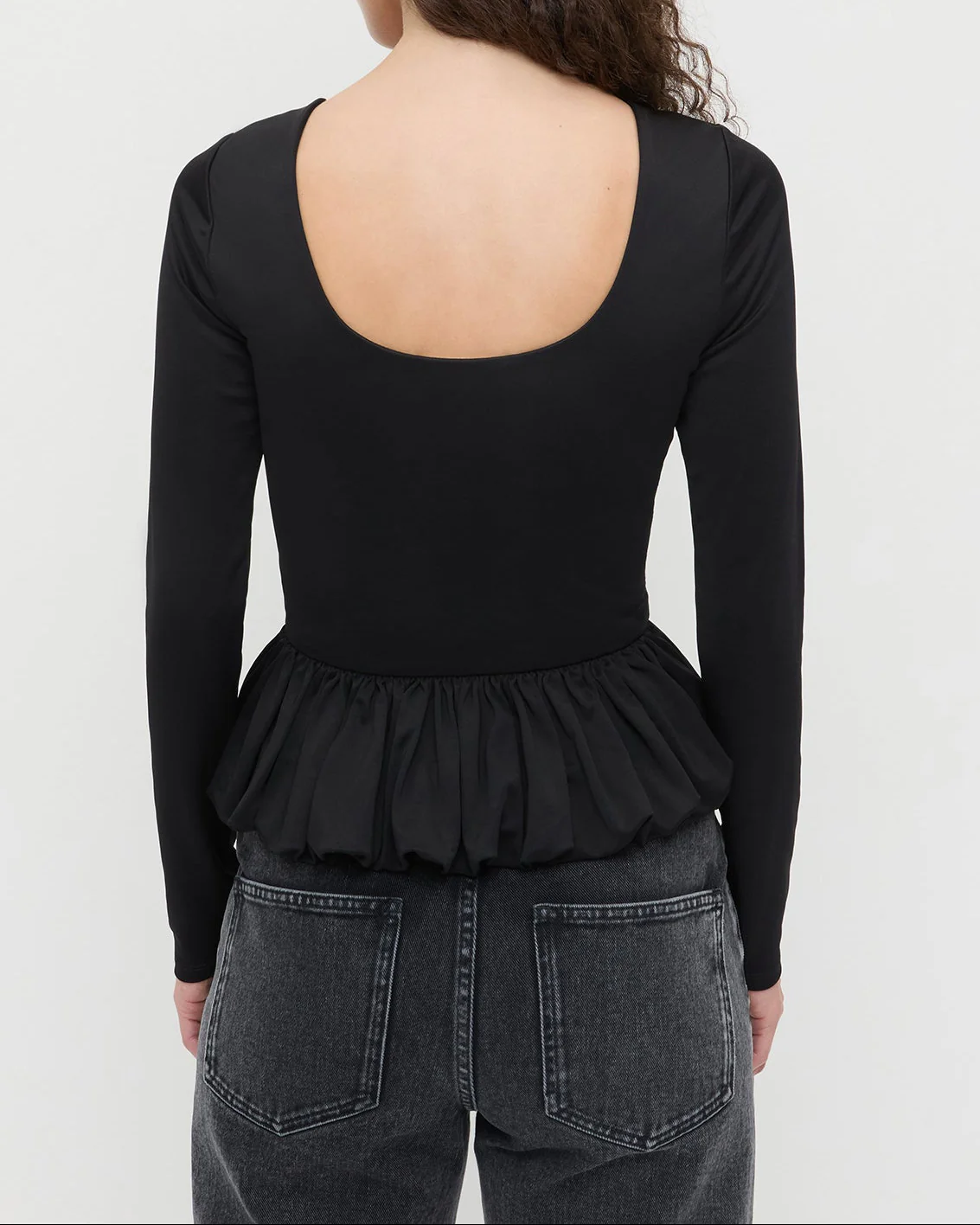 Posie Peplum Top | Black - Image 3