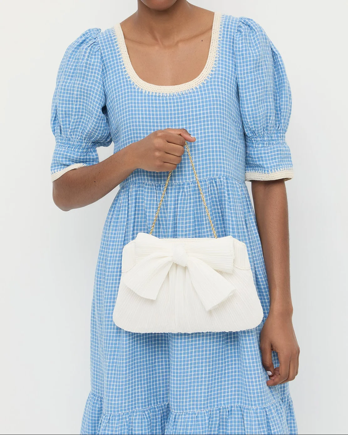 Rayne Pleated Bow Clutch | White - Image 5