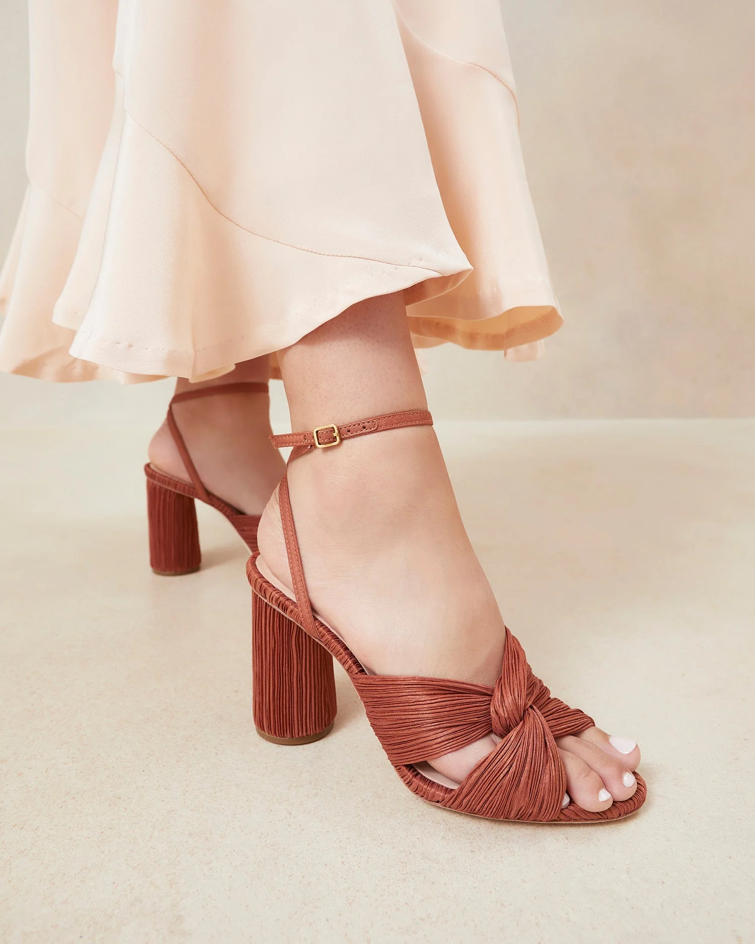 Reed Pleated Twist Heel | Terracotta - Image 5