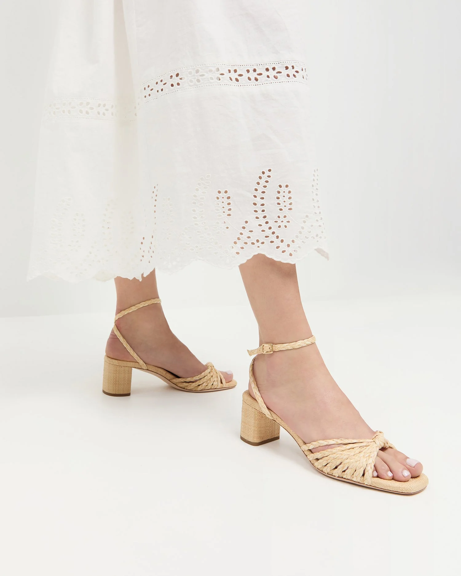 Riya Knot Mid-Heel Sandal | Natural - Image 2