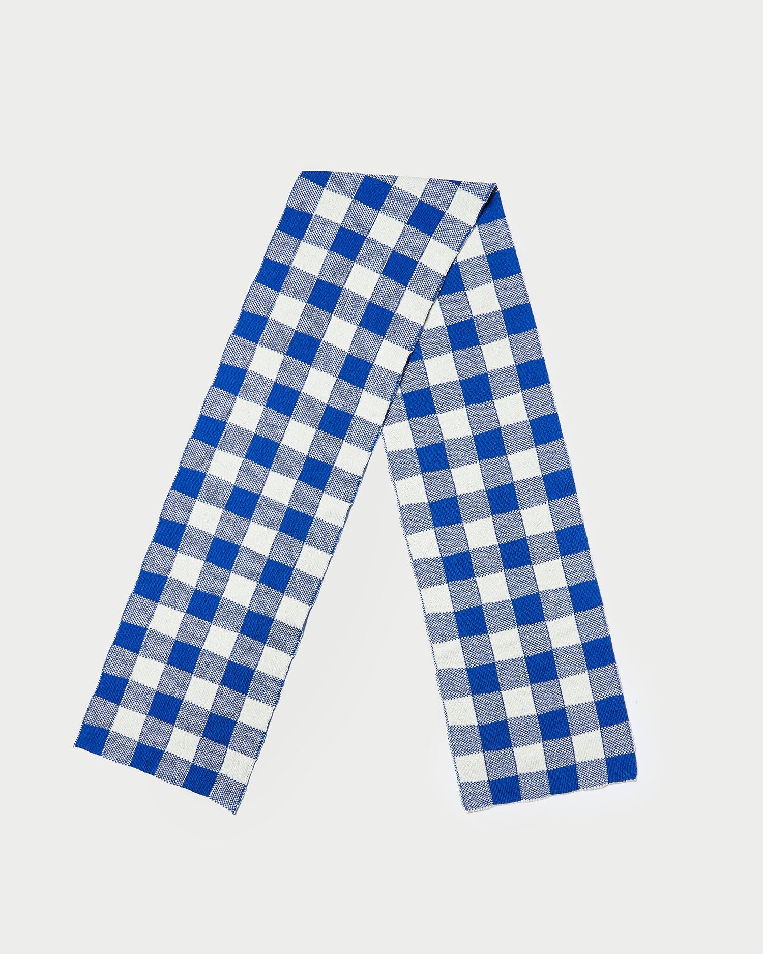 Roland Knit Scarf | Blue/Cream Plaid