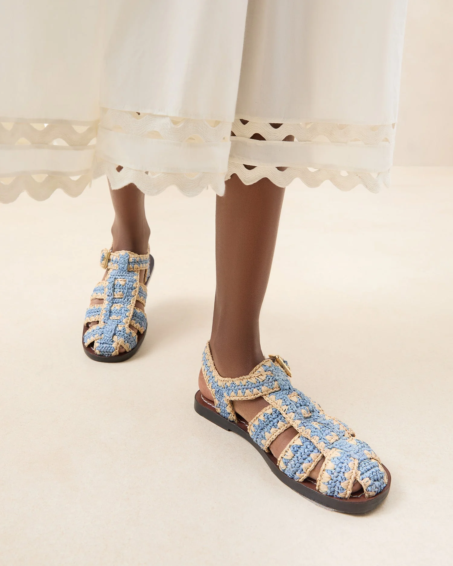 Sawyer Crochet Caged Sandal | Blue - Image 2