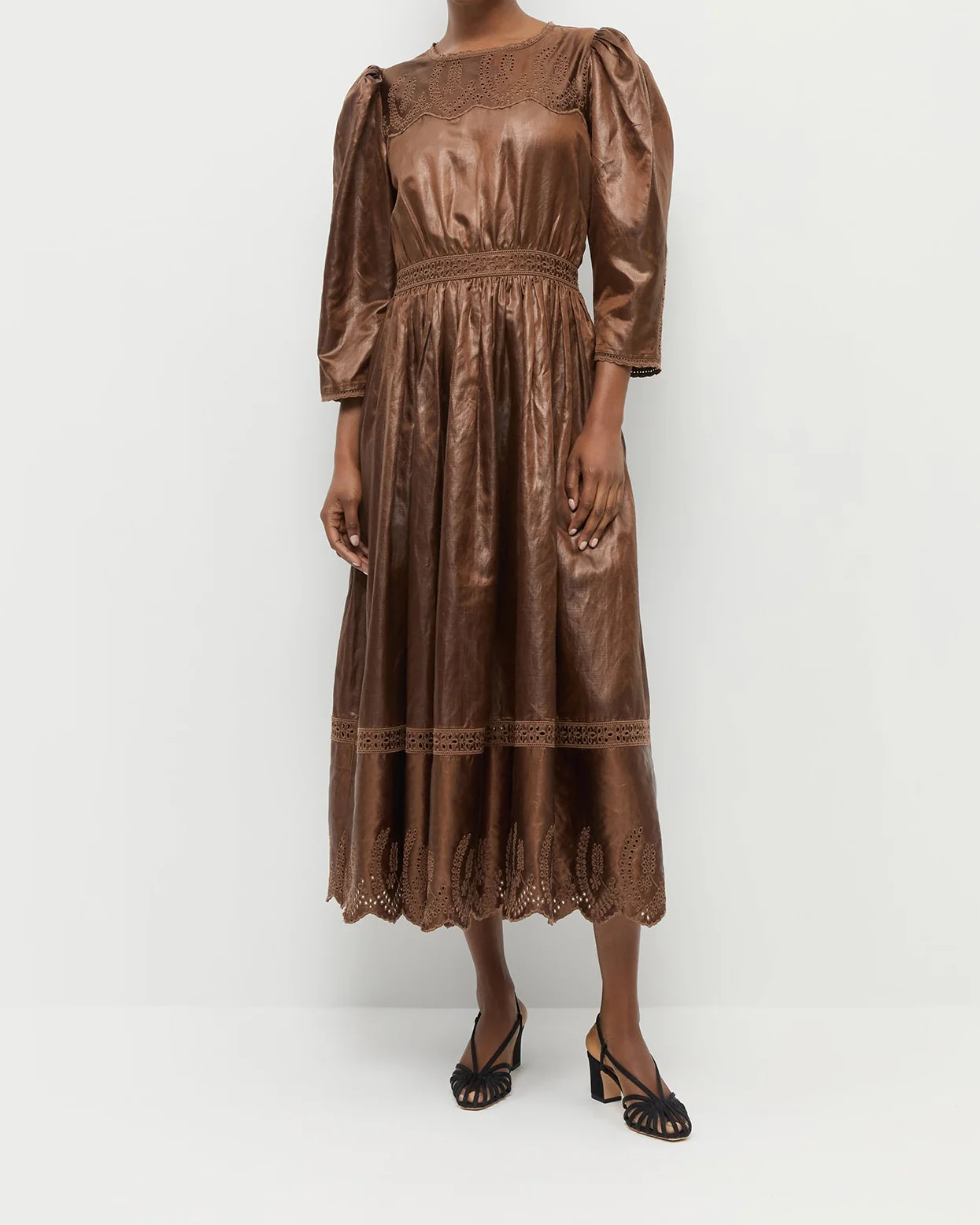 Thelma Eyelet Dress | Brown