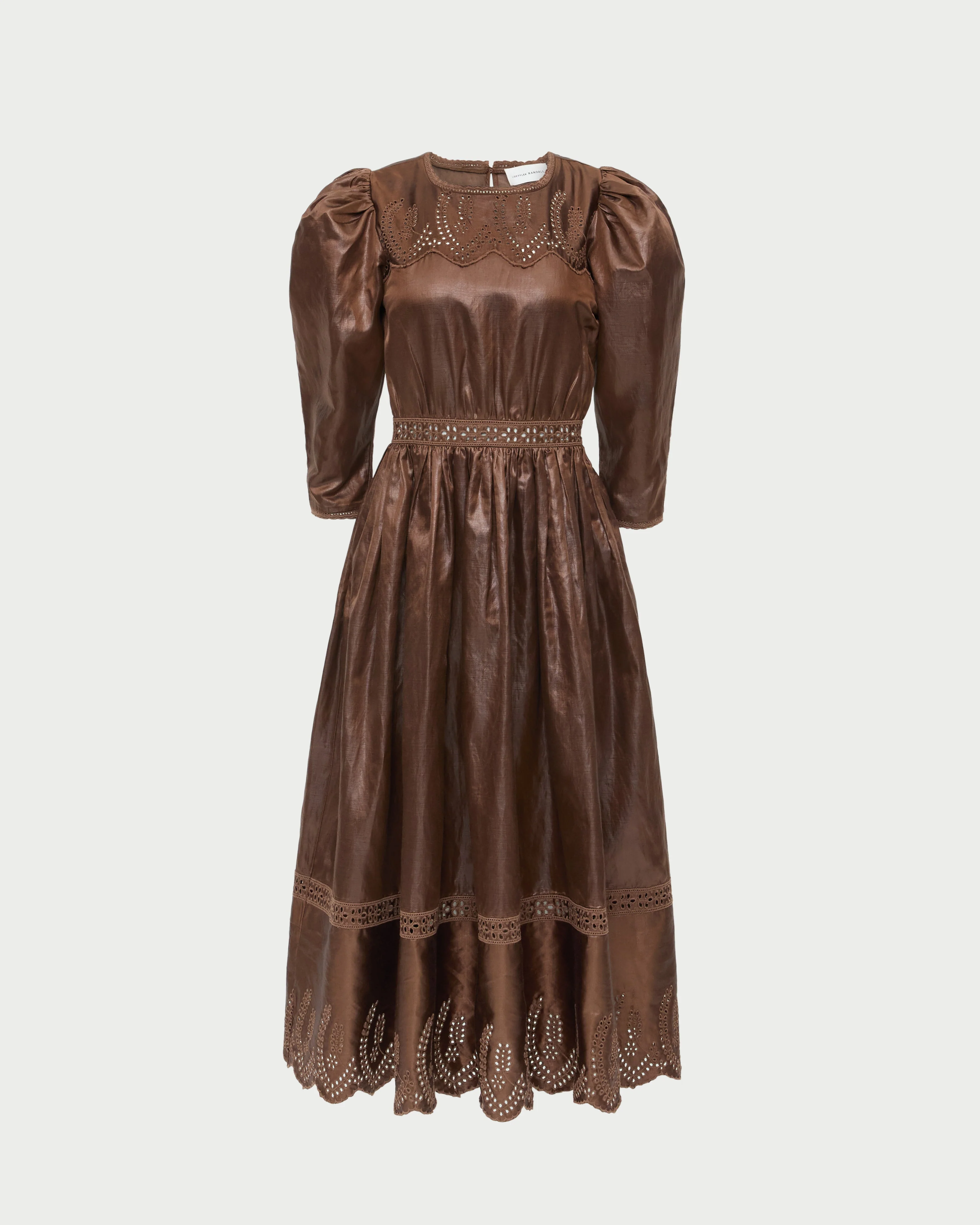 Thelma Eyelet Dress | Brown - Image 2