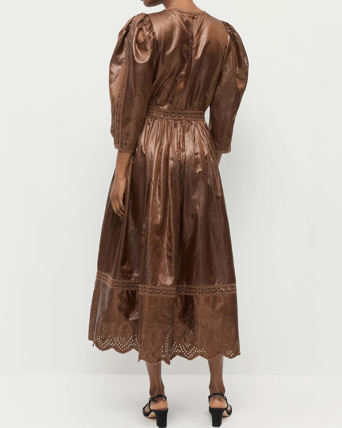 Thelma Eyelet Dress | Brown - Image 3