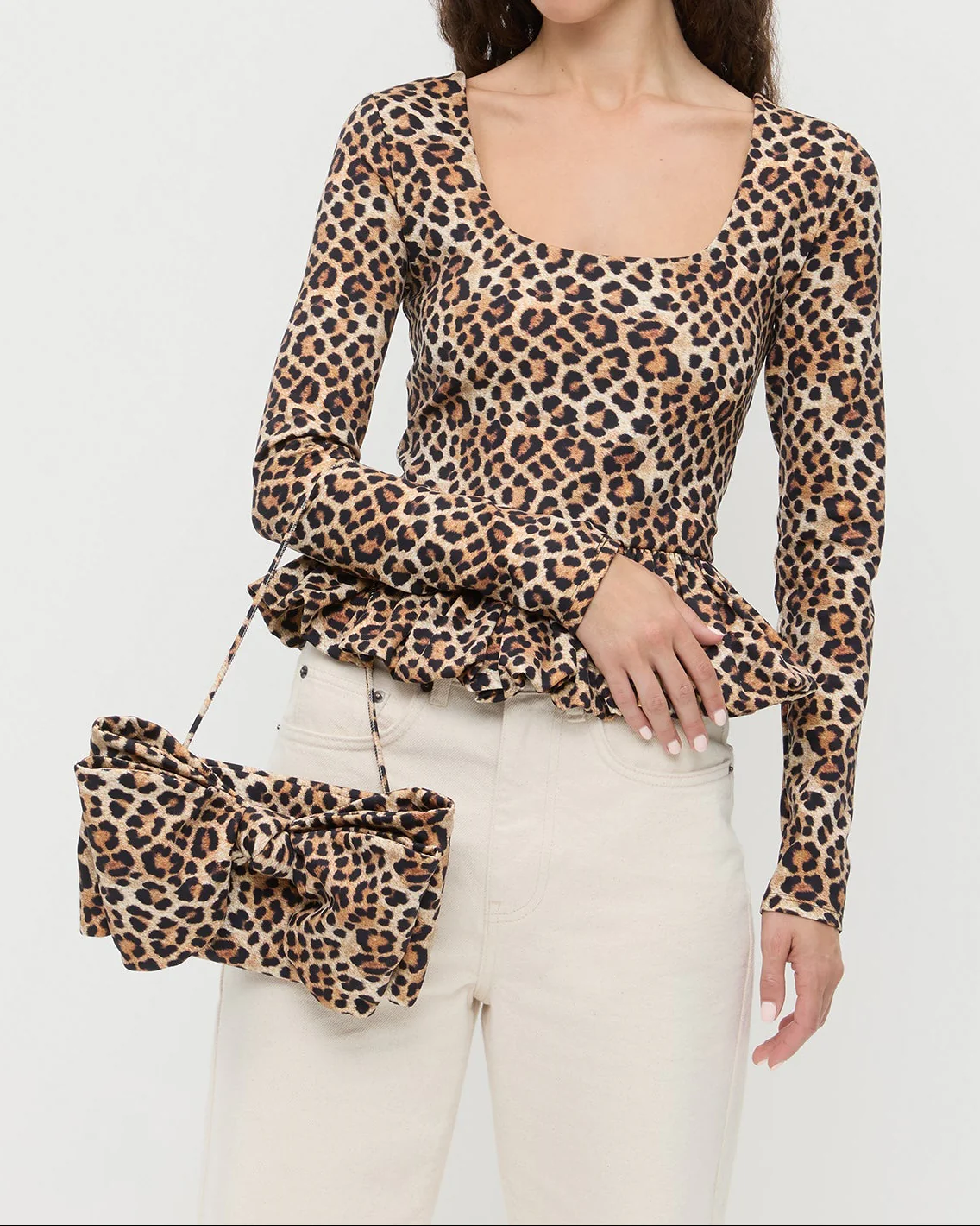 Valerie Jersey Bow Bag | Leopard - Image 5