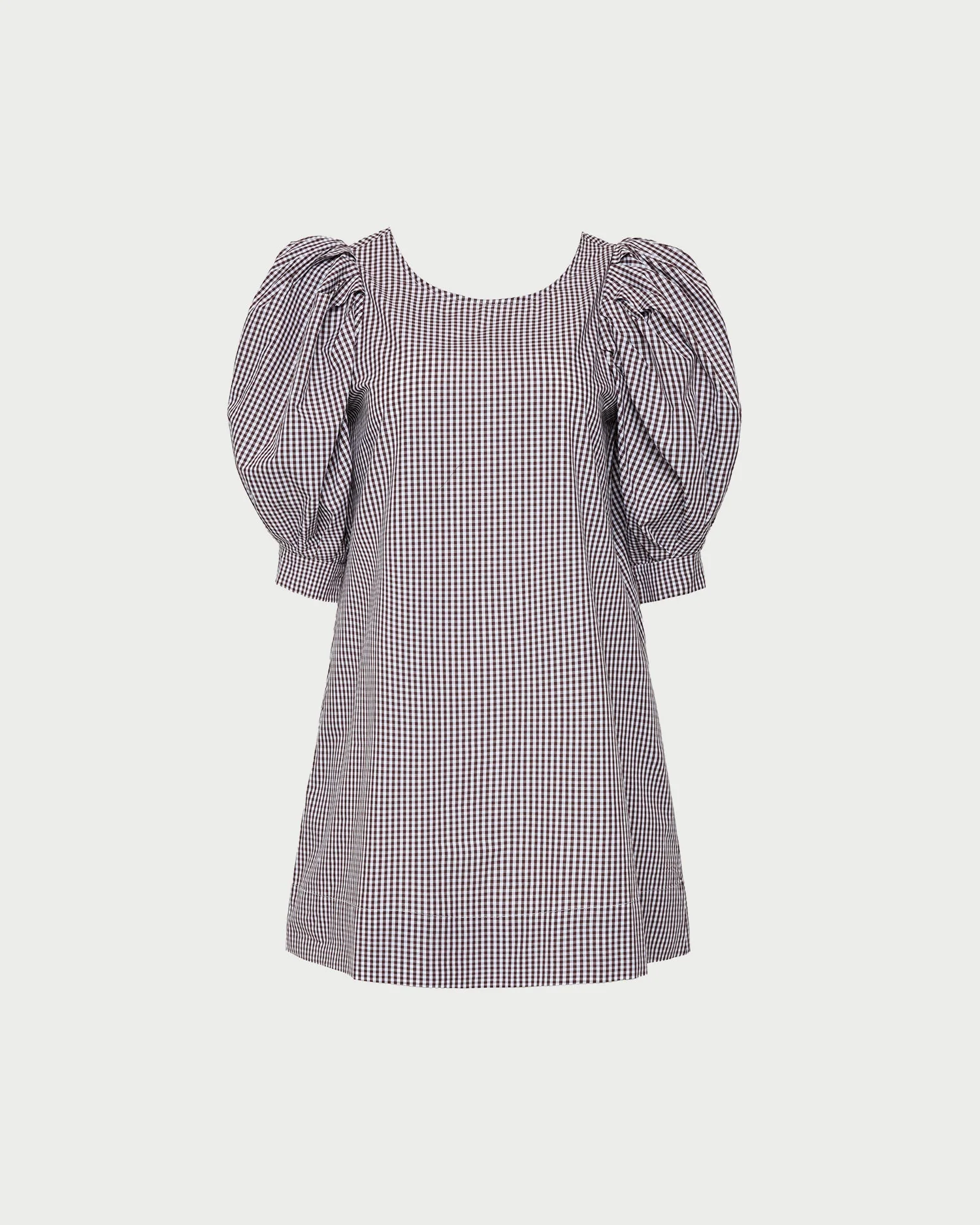 Willy Mini Dress | Dark Brown/Cream Gingham - Image 2