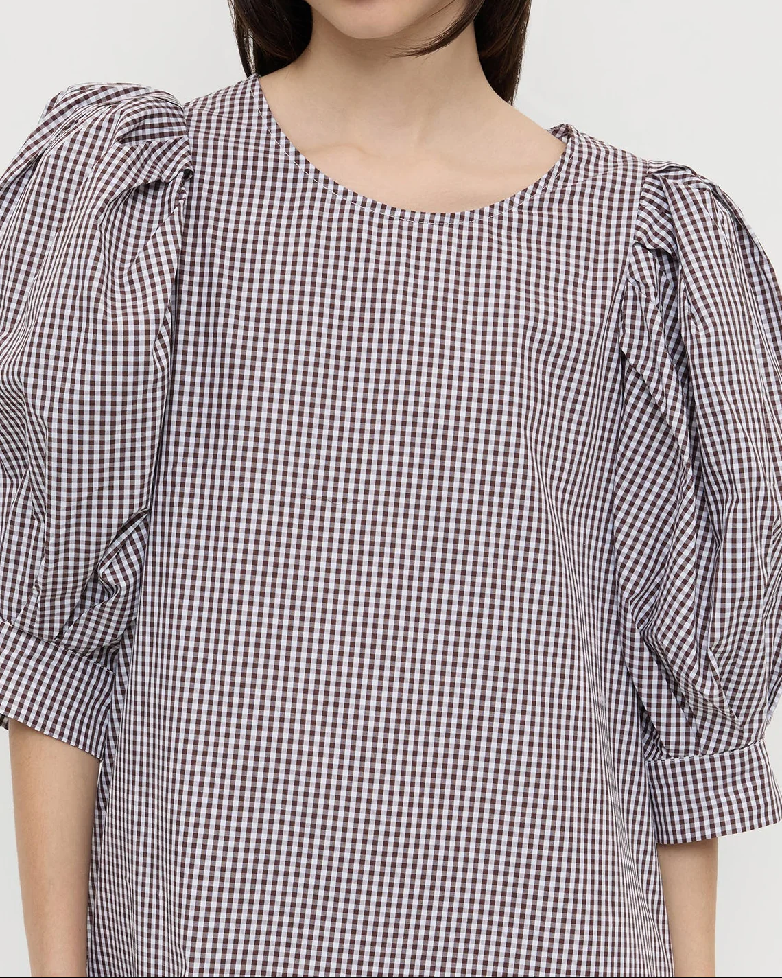 Willy Mini Dress | Dark Brown/Cream Gingham - Image 4