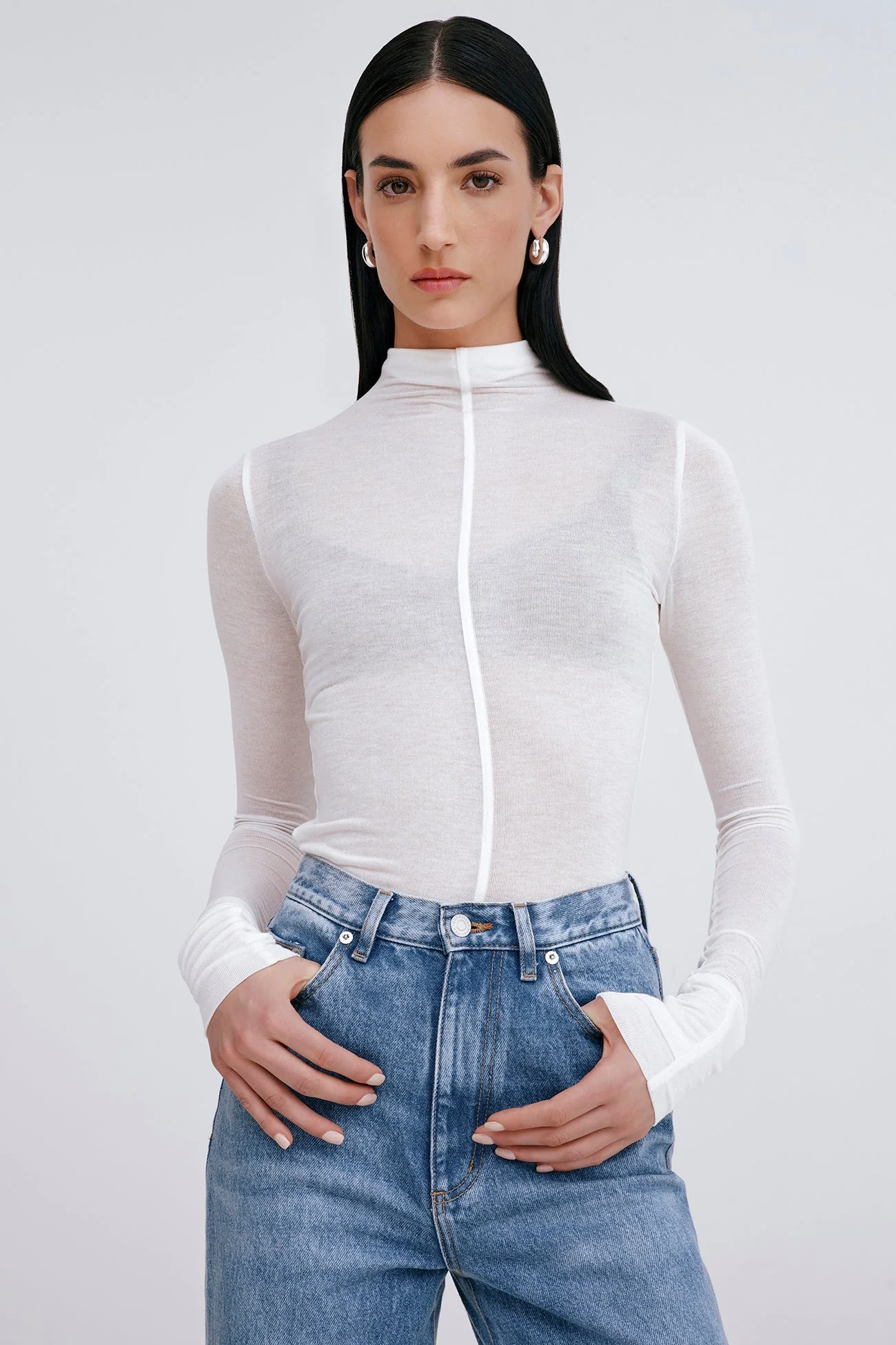 Alicia Sheer Turtleneck | Off White - Image 2