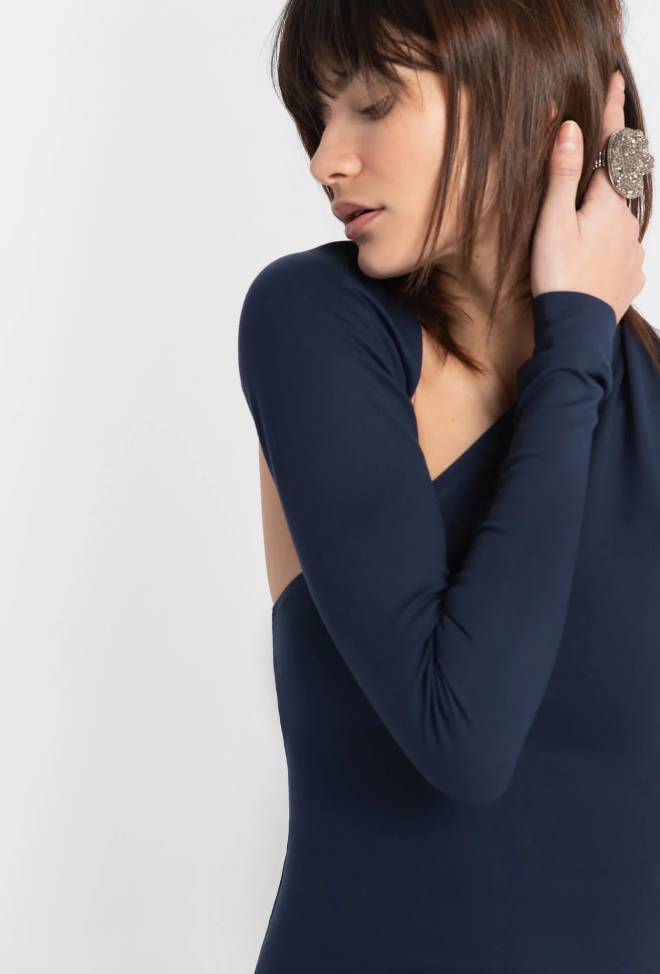Manhattan One Shoulder Midi Dress | Dark Blue - Image 3