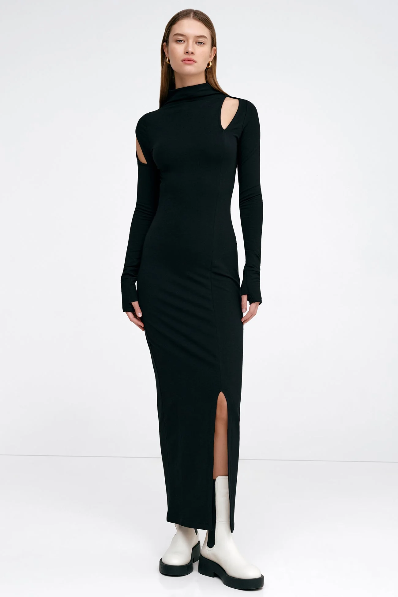 Park Mock Neck Dress | Black