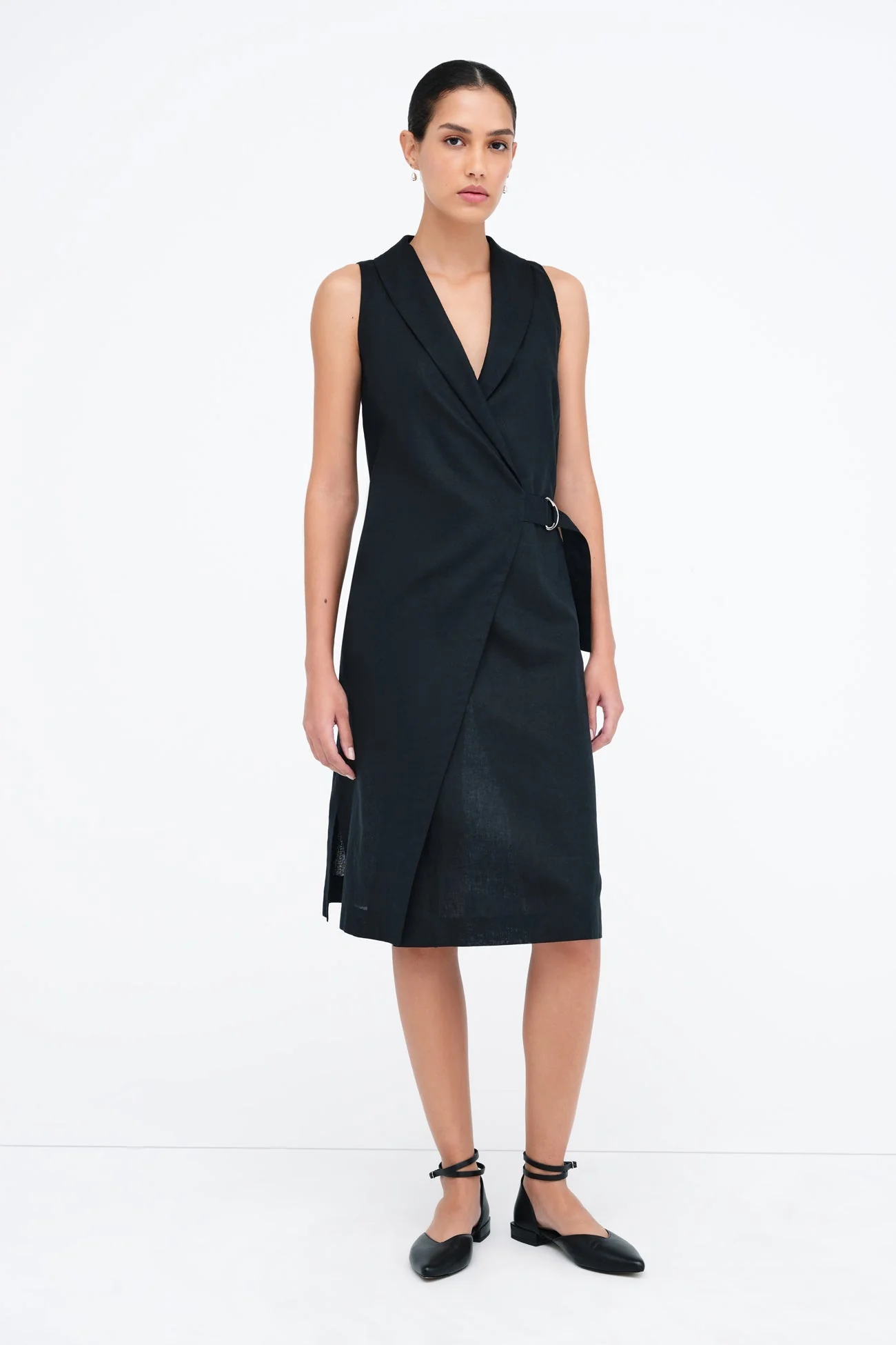 Tabitha Linen-Blend Dress | Black - Image 7