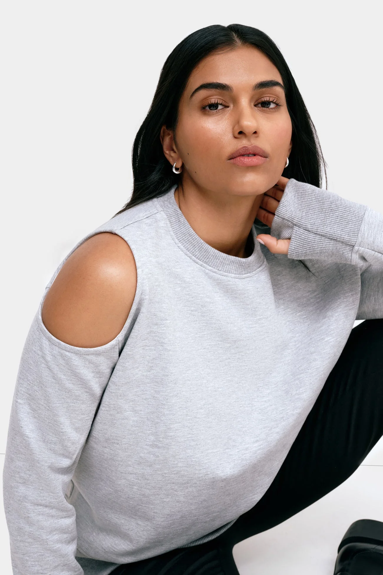 William Cutout Sweatshirt | Melange Grey - Image 2