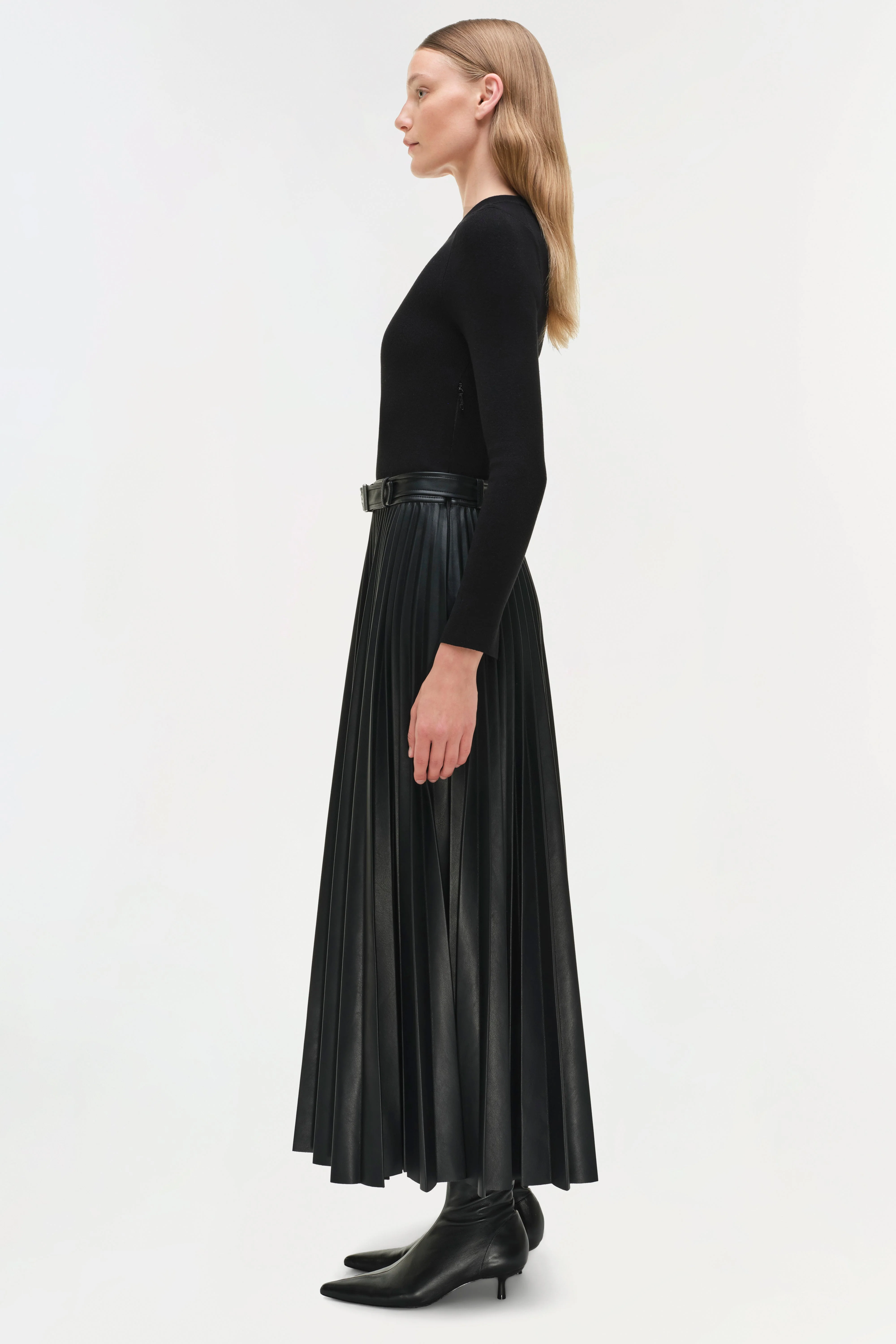 Womens | Abilene Knit Combo Midi Dress | Black - Image 4